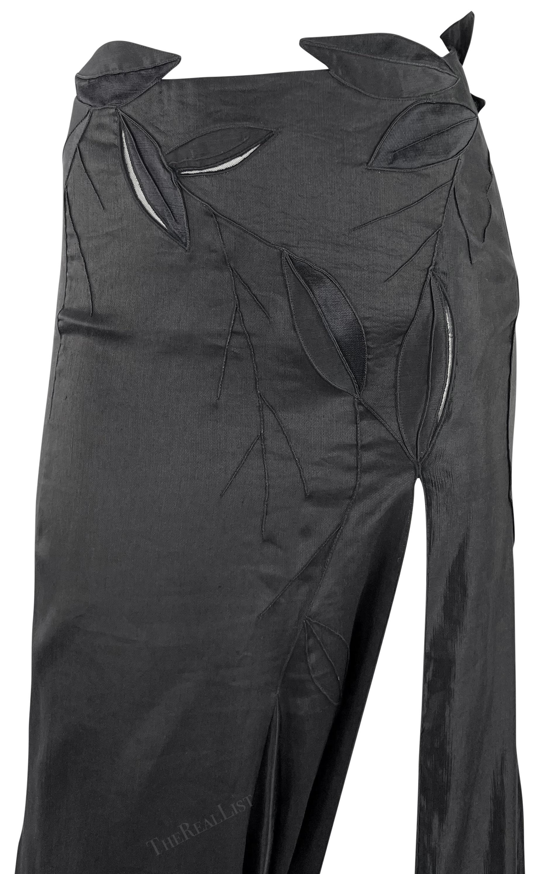 F/W 1999 Gianni Versace by Donatella Runway High Slit Black Cutout Skirt For Sale 8