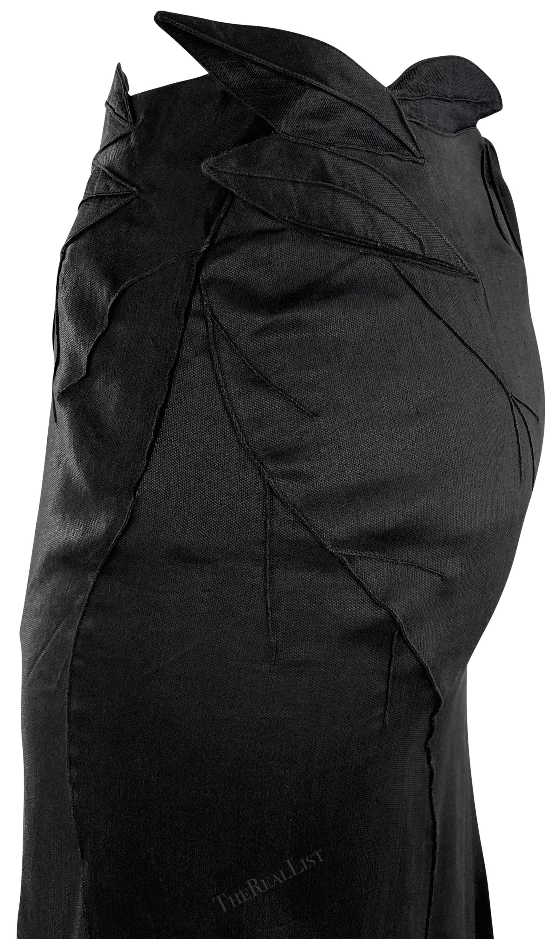 F/W 1999 Gianni Versace by Donatella Runway High Slit Black Cutout Skirt For Sale 9