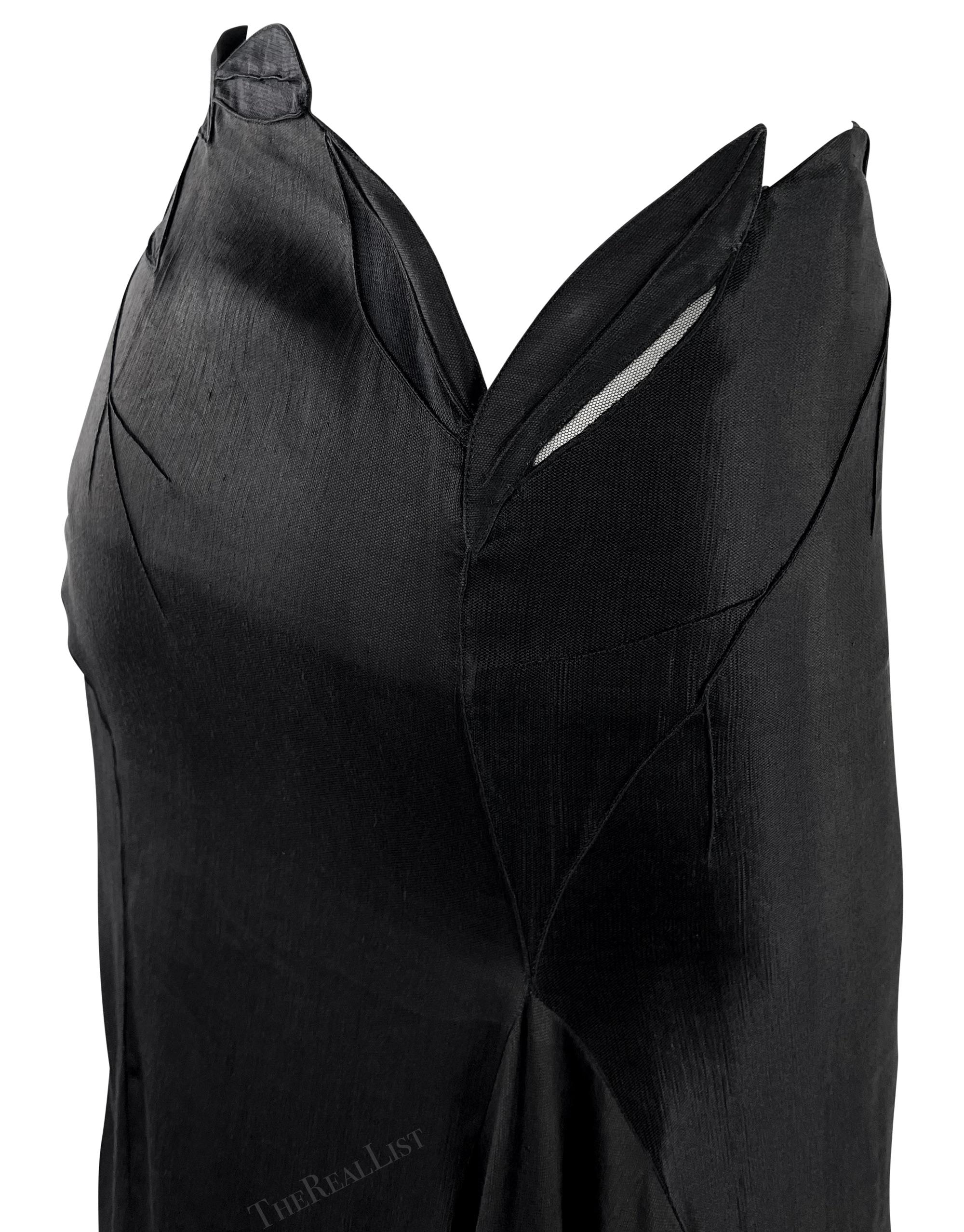 F/W 1999 Gianni Versace by Donatella Runway High Slit Black Cutout Skirt For Sale 10