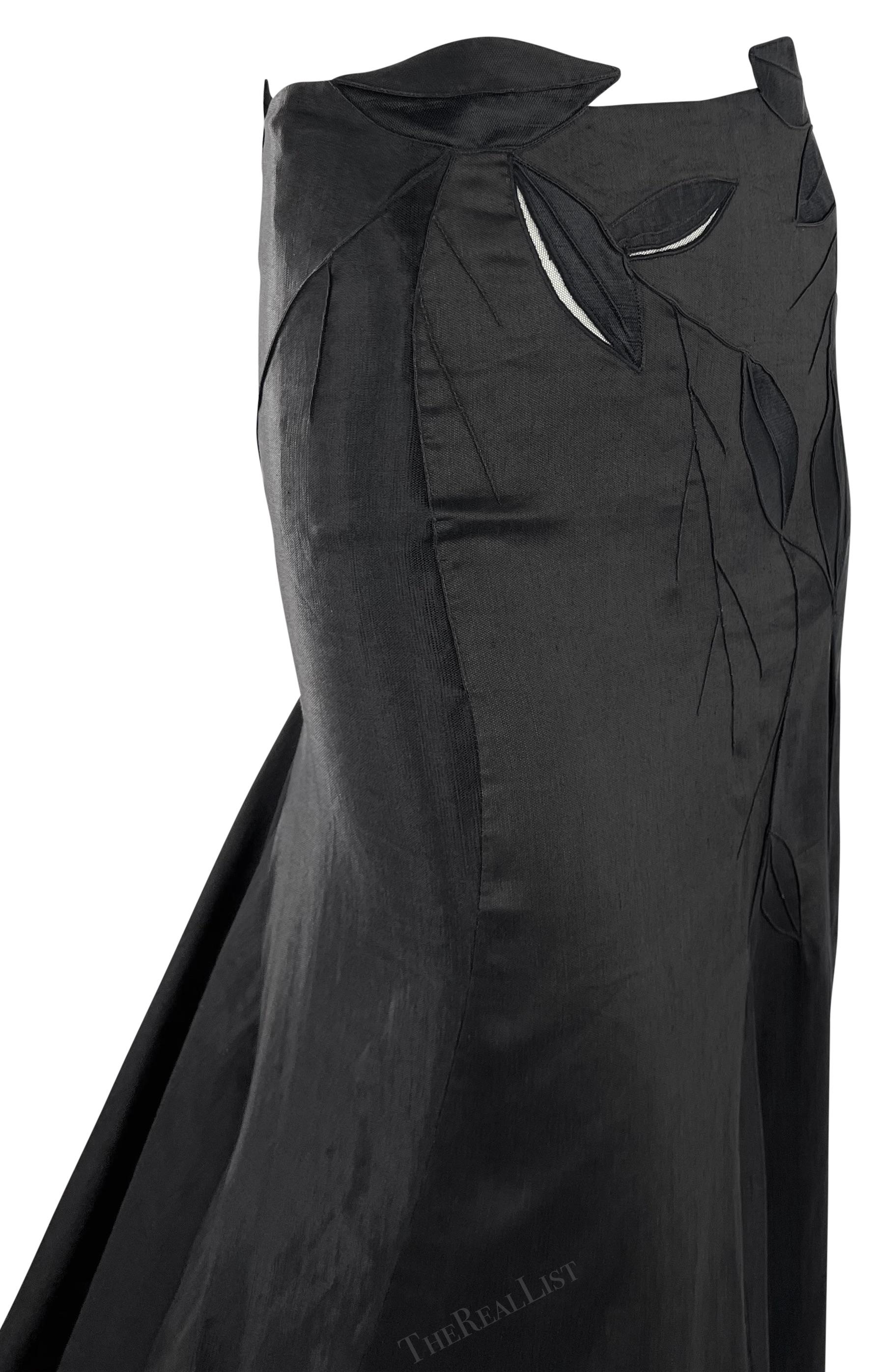F/W 1999 Gianni Versace by Donatella Runway High Slit Black Cutout Skirt For Sale 11
