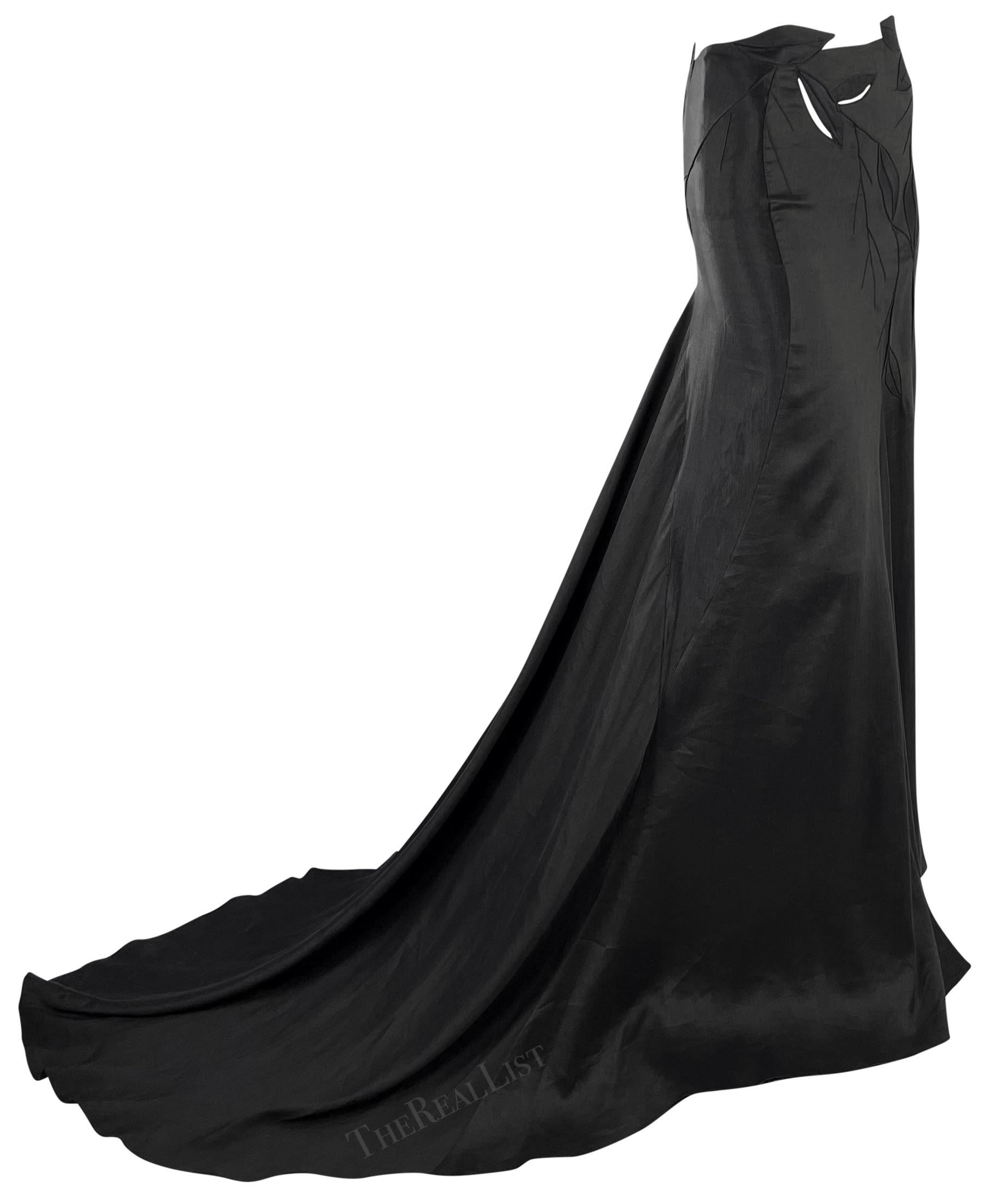 F/W 1999 Gianni Versace by Donatella Runway High Slit Black Cutout Skirt For Sale 1