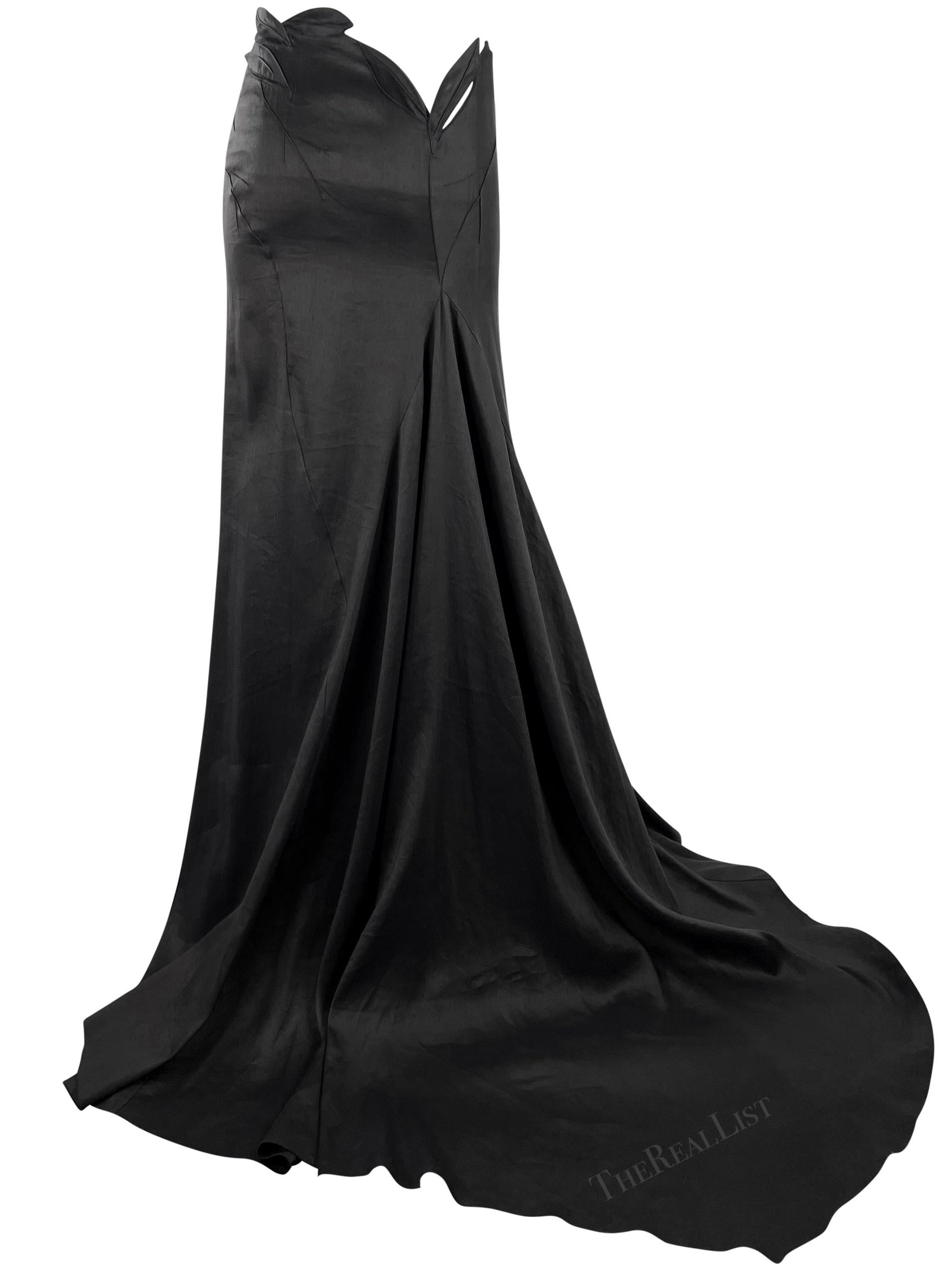 F/W 1999 Gianni Versace by Donatella Runway High Slit Black Cutout Skirt For Sale 2