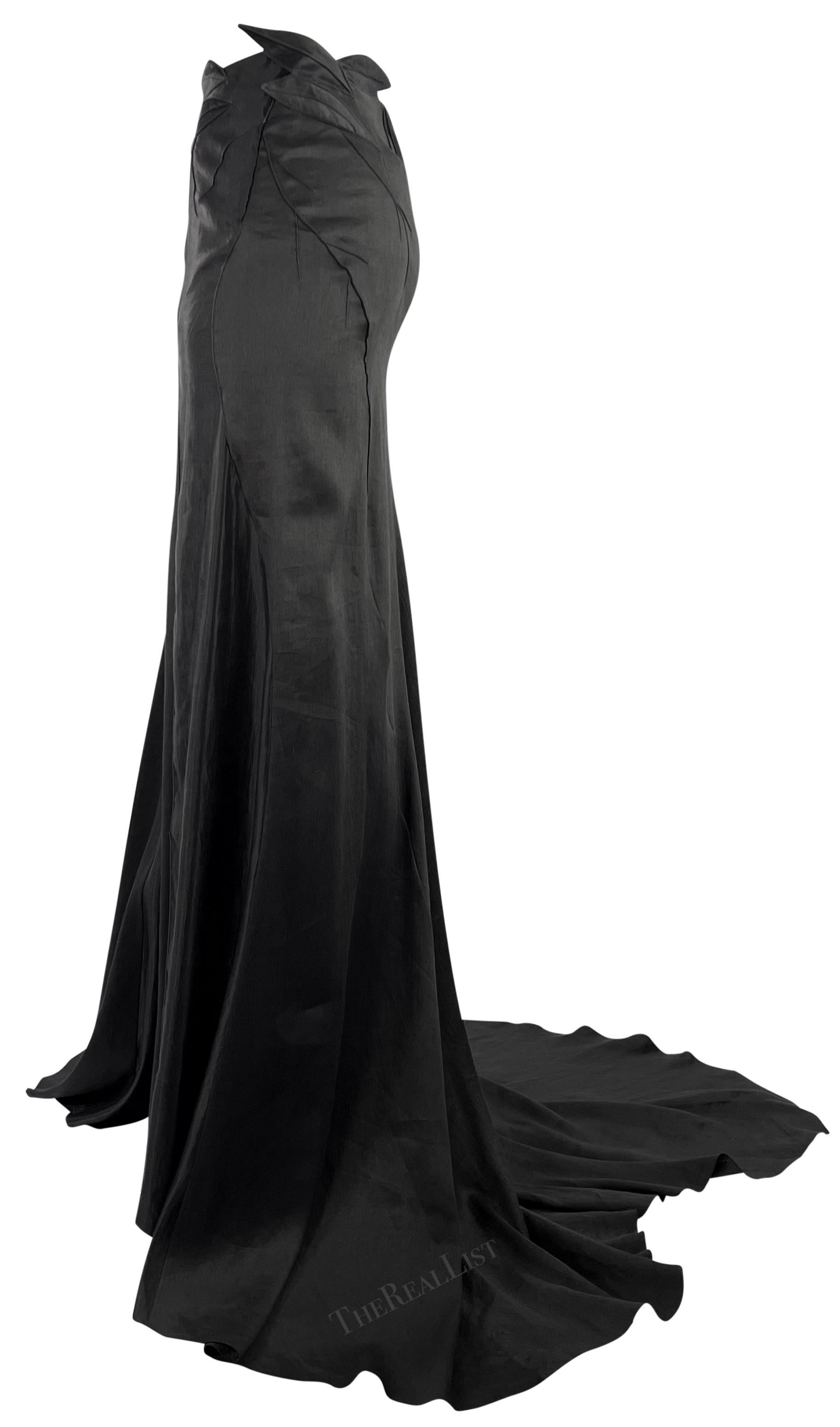 F/W 1999 Gianni Versace by Donatella Runway High Slit Black Cutout Skirt For Sale 3