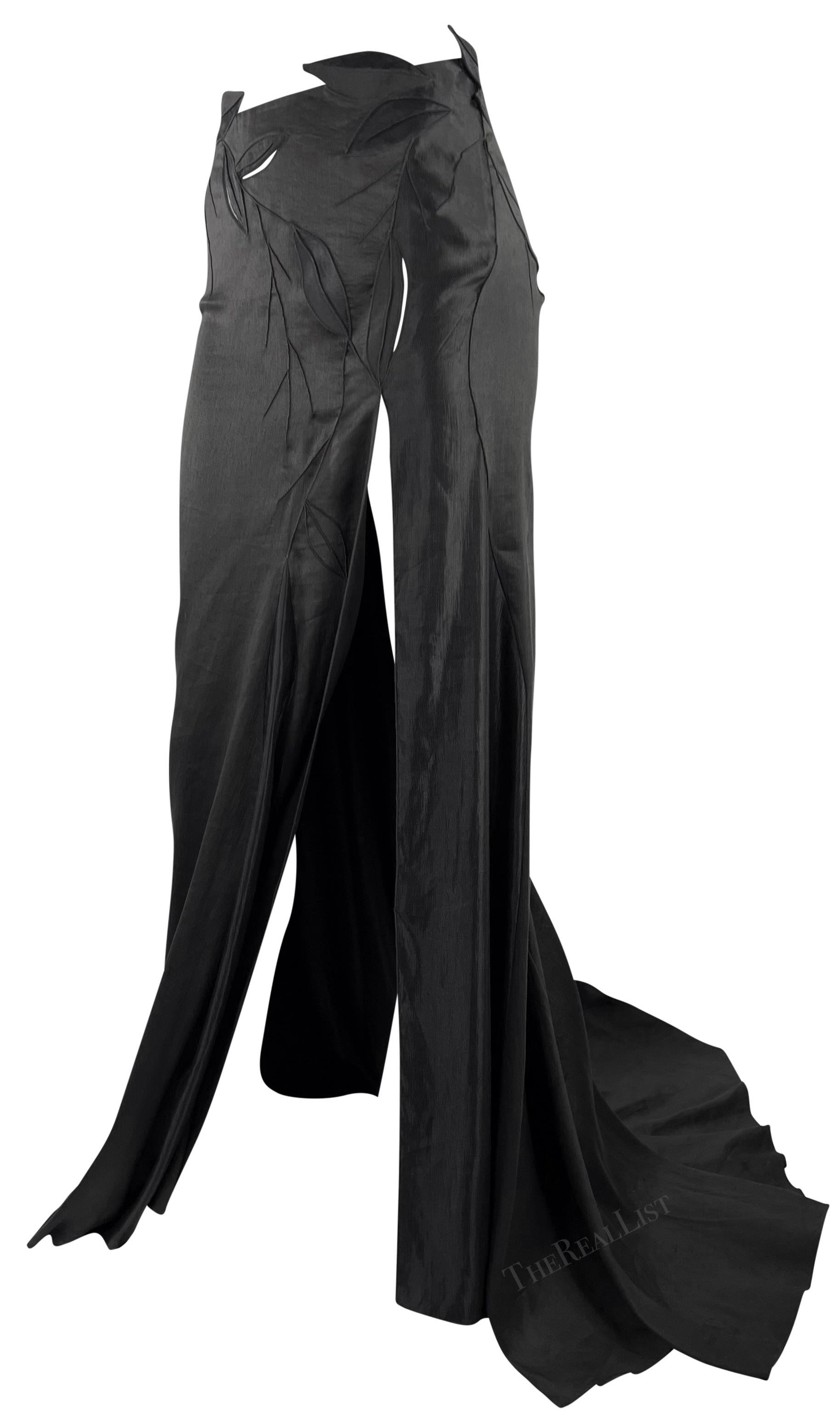 F/W 1999 Gianni Versace by Donatella Runway High Slit Black Cutout Skirt For Sale 4
