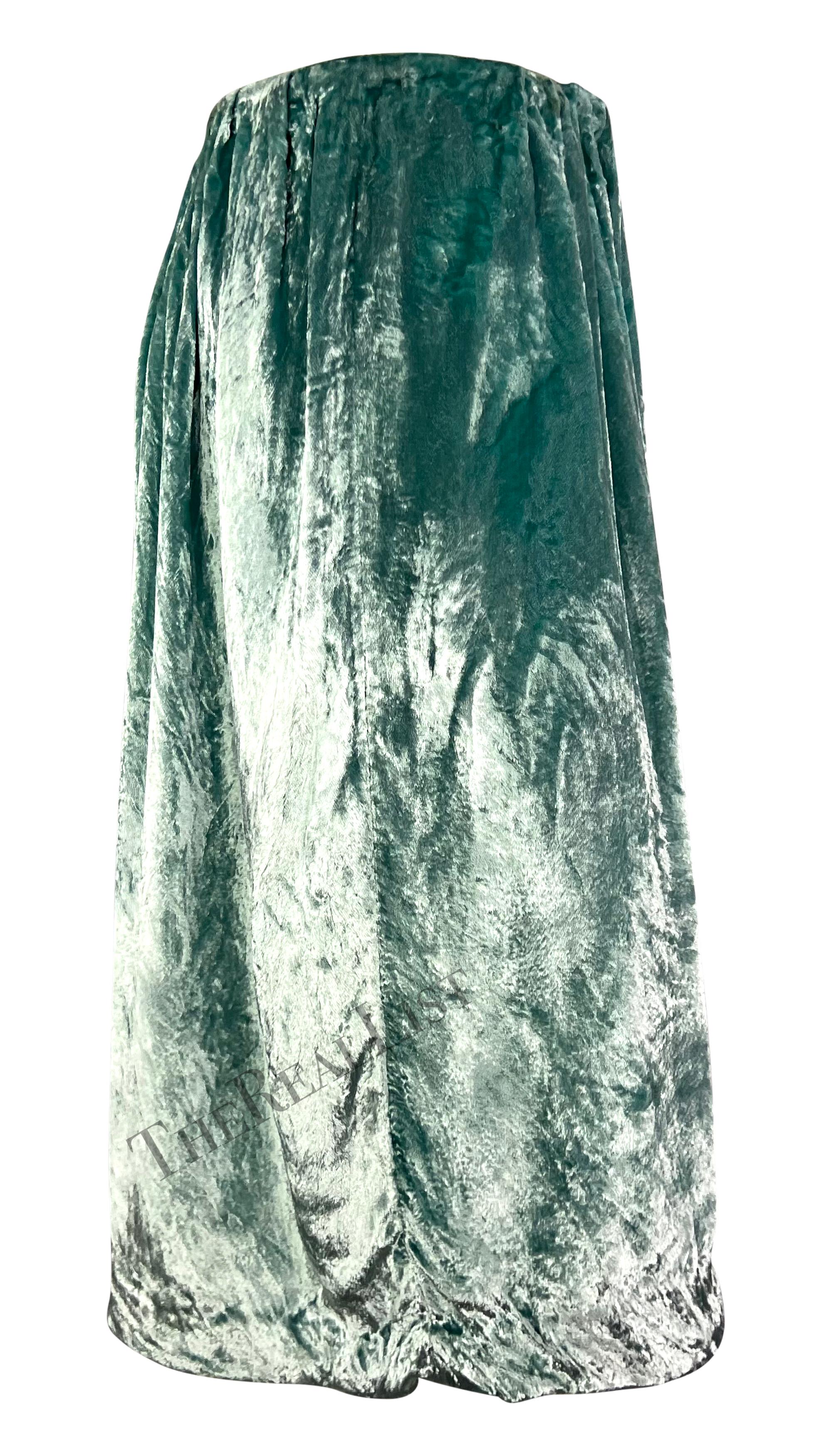 F/W 1999 Gucci by Tom Ford Aqua Blue Ruched Crushed Velvet Skirt 2