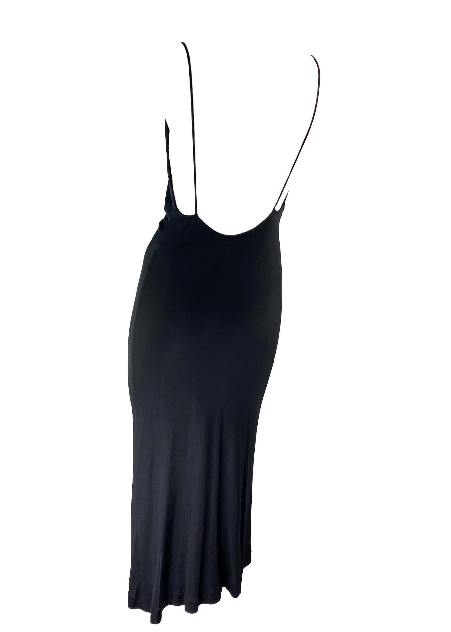 Black F/W 1999 Gucci by Tom Ford Backless Ruched Viscose Patent Leather Trim Dress For Sale