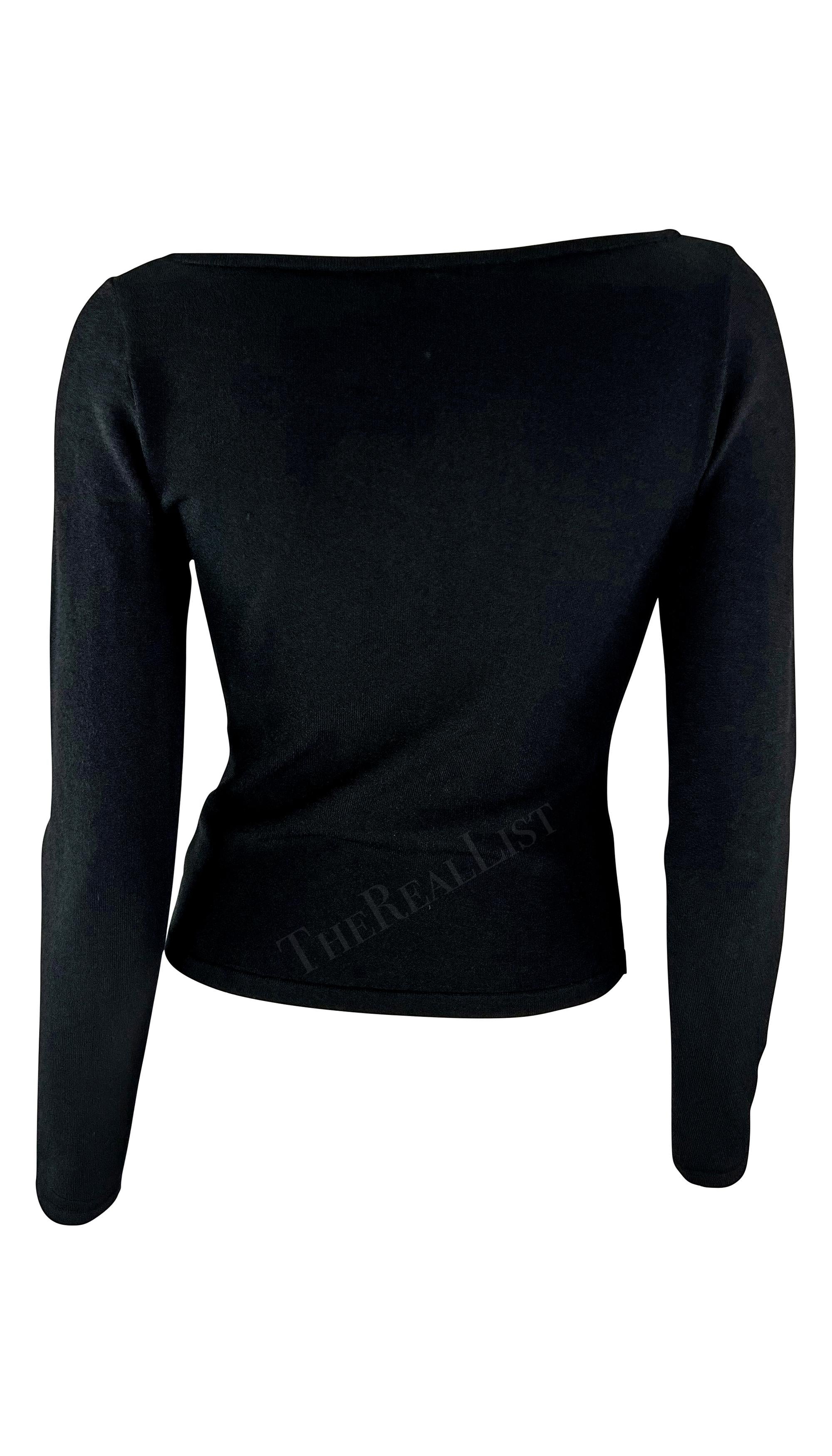 Women's F/W 1999 Gucci by Tom Ford Black Knit Lace Up Sweater Top 