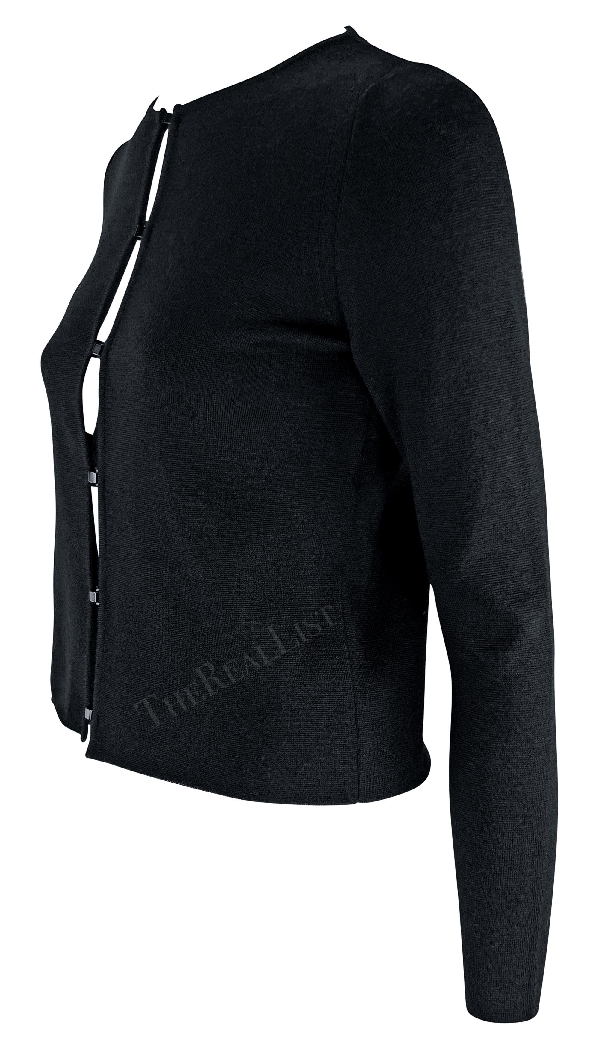 Women's F/W 1999 Gucci by Tom Ford Black Knit Metal Hook Cardigan  For Sale