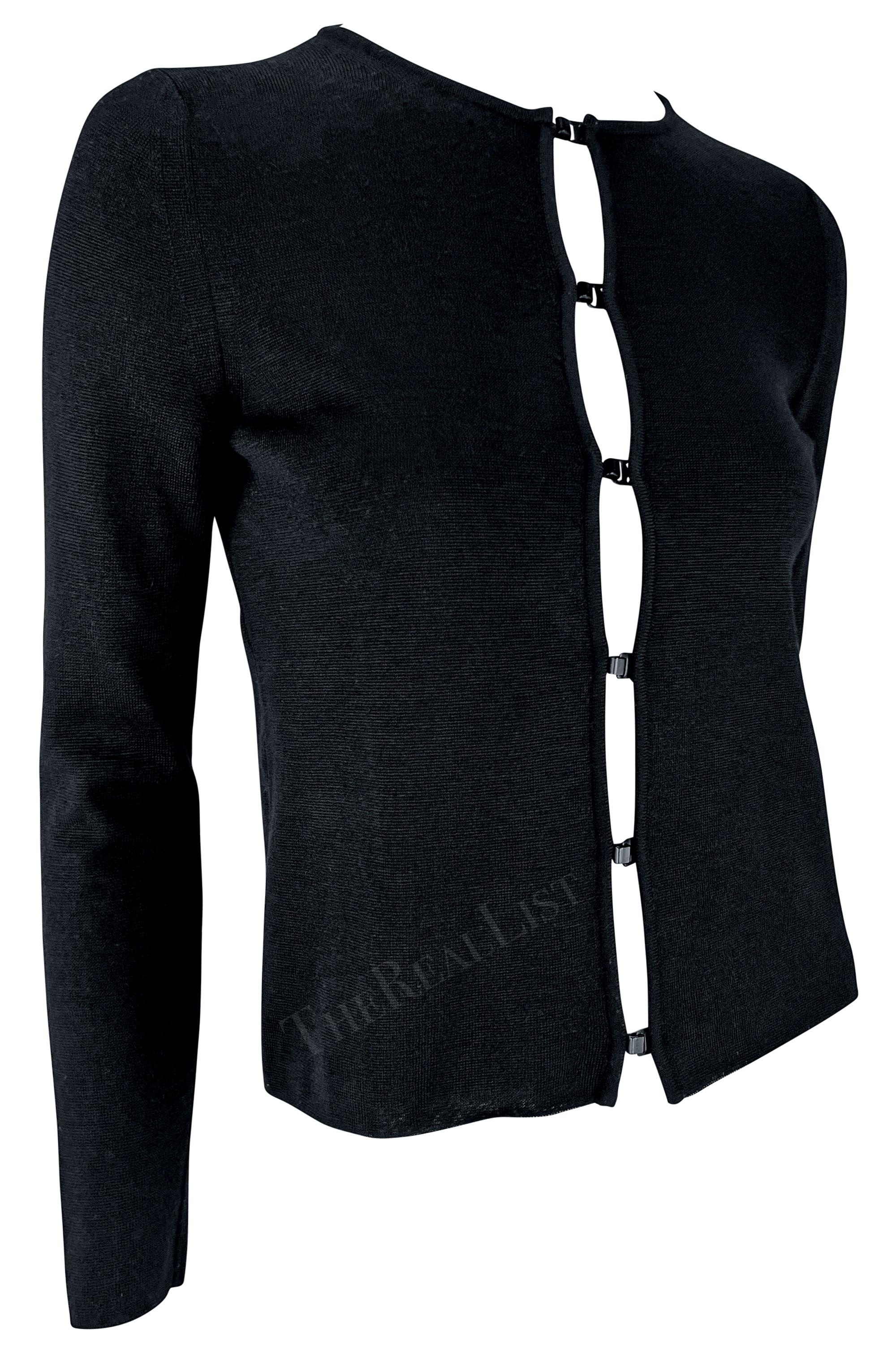 F/W 1999 Gucci by Tom Ford Black Knit Metal Hook Cardigan For Sale 3
