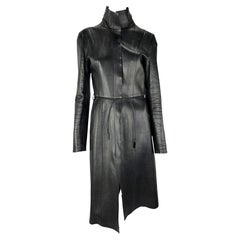 F/W 1999 Gucci by Tom Ford Black Leather Belted Zip Full-Length Coat