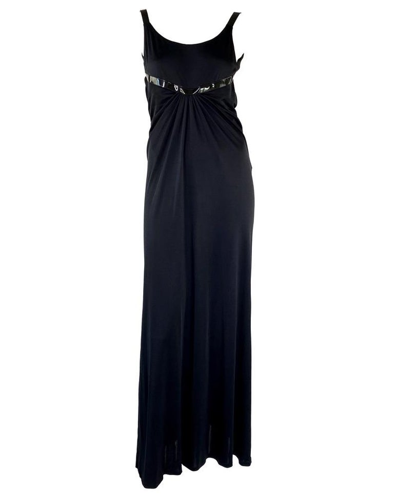 chinese dress ladies Black Wet Look Bondage Dress with Collar & Ribbons