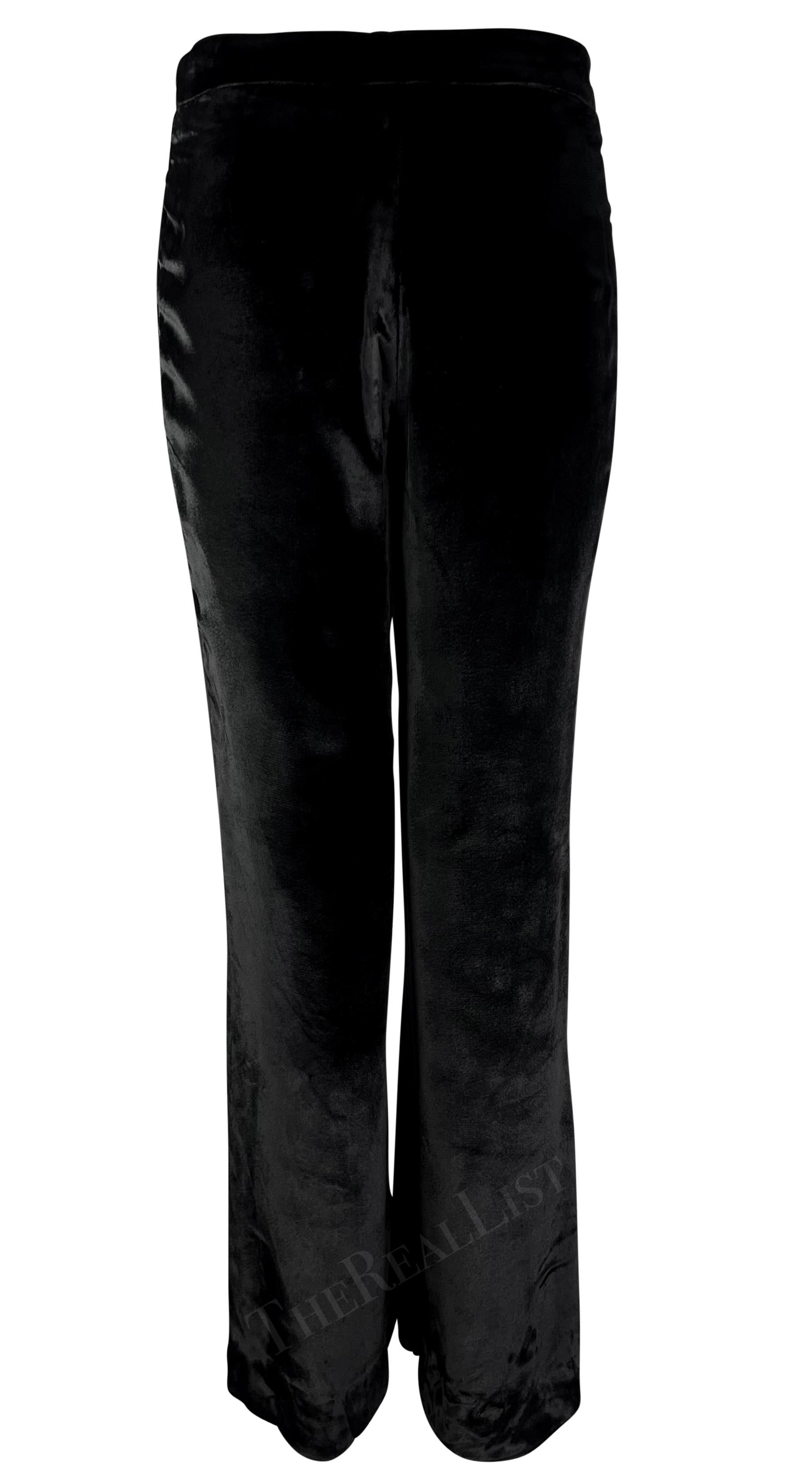 Women's F/W 1999 Gucci by Tom Ford Black Velvet Wide Leg Pants For Sale