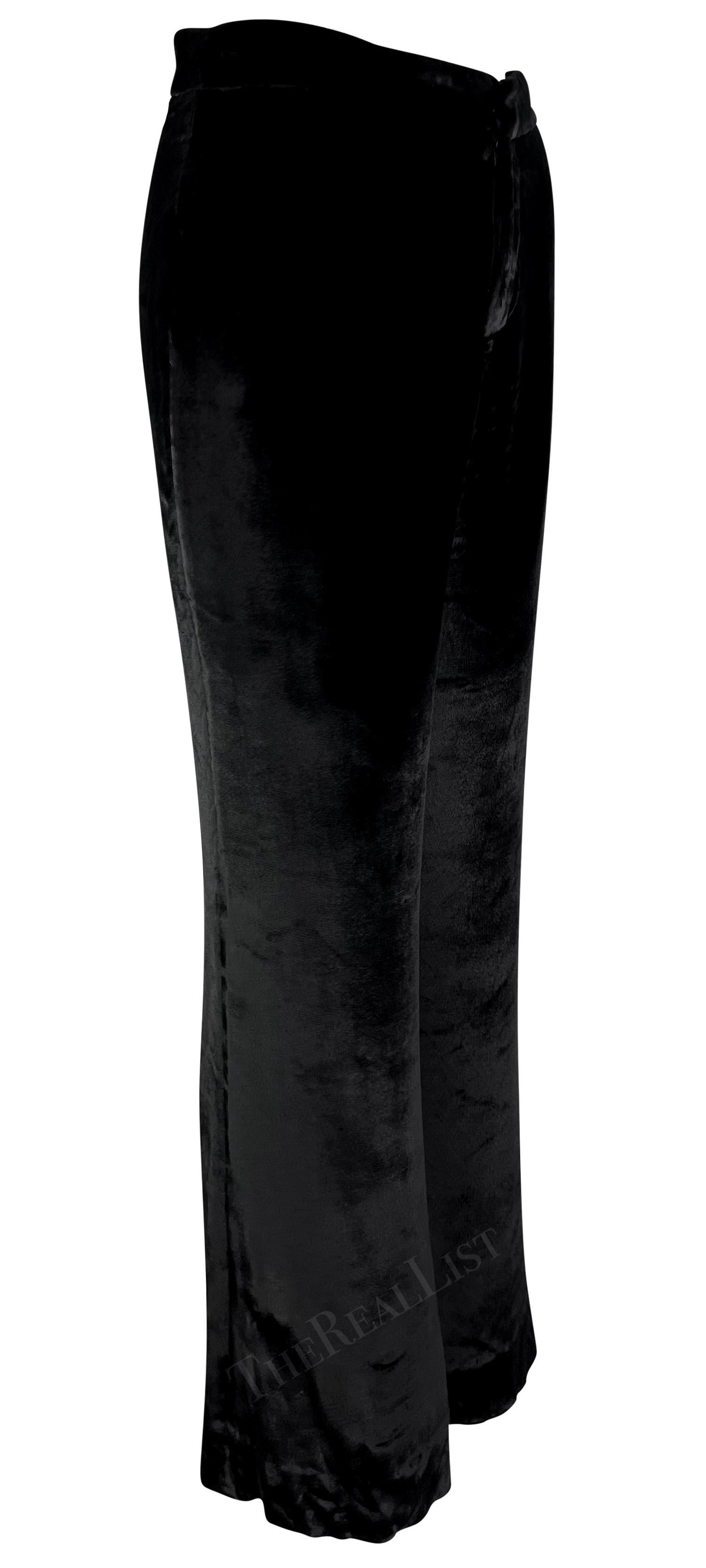 F/W 1999 Gucci by Tom Ford Black Velvet Wide Leg Pants For Sale 2