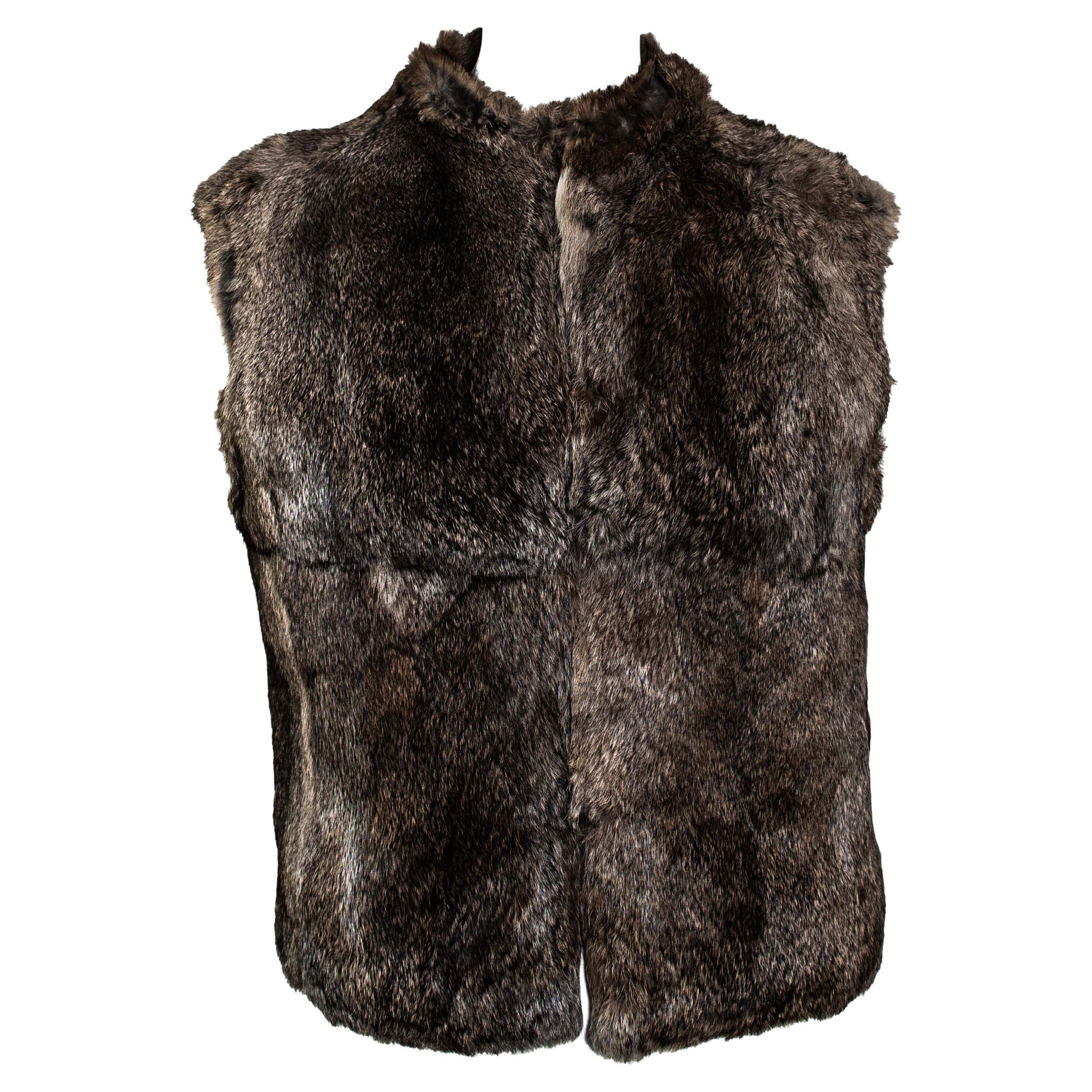 De las mujeres F/W 1999 Gucci by Tom Ford Chaleco de piel de conejo reversible de pelo de becerro