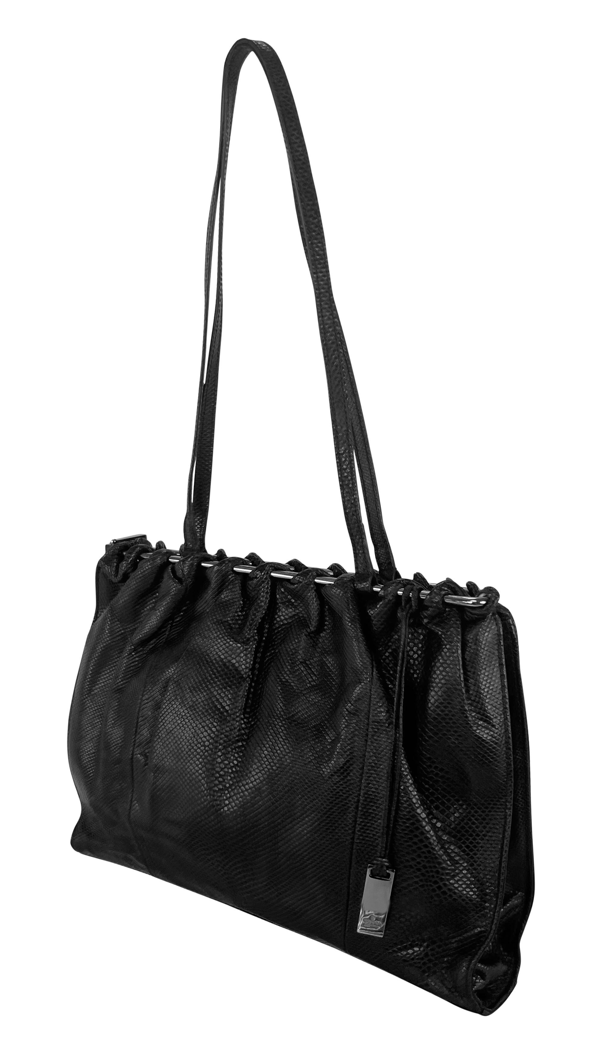 F/W 1999 Gucci by Tom Ford Genuine Karung Snakeskin Black Silver Shoulder Bag In Excellent Condition For Sale In West Hollywood, CA