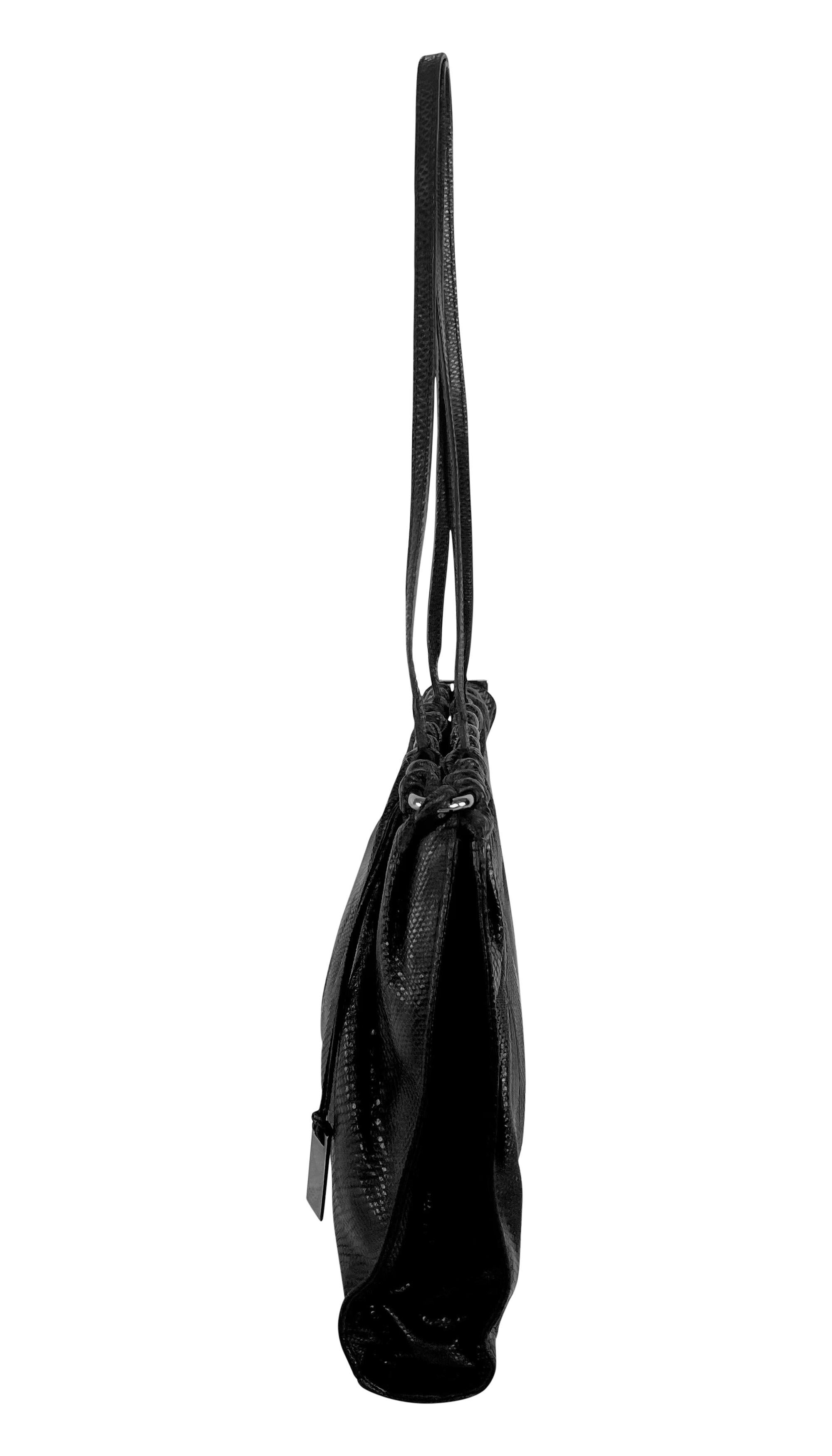 F/W 1999 Gucci by Tom Ford Genuine Karung Snakeskin Black Silver Shoulder Bag For Sale 1
