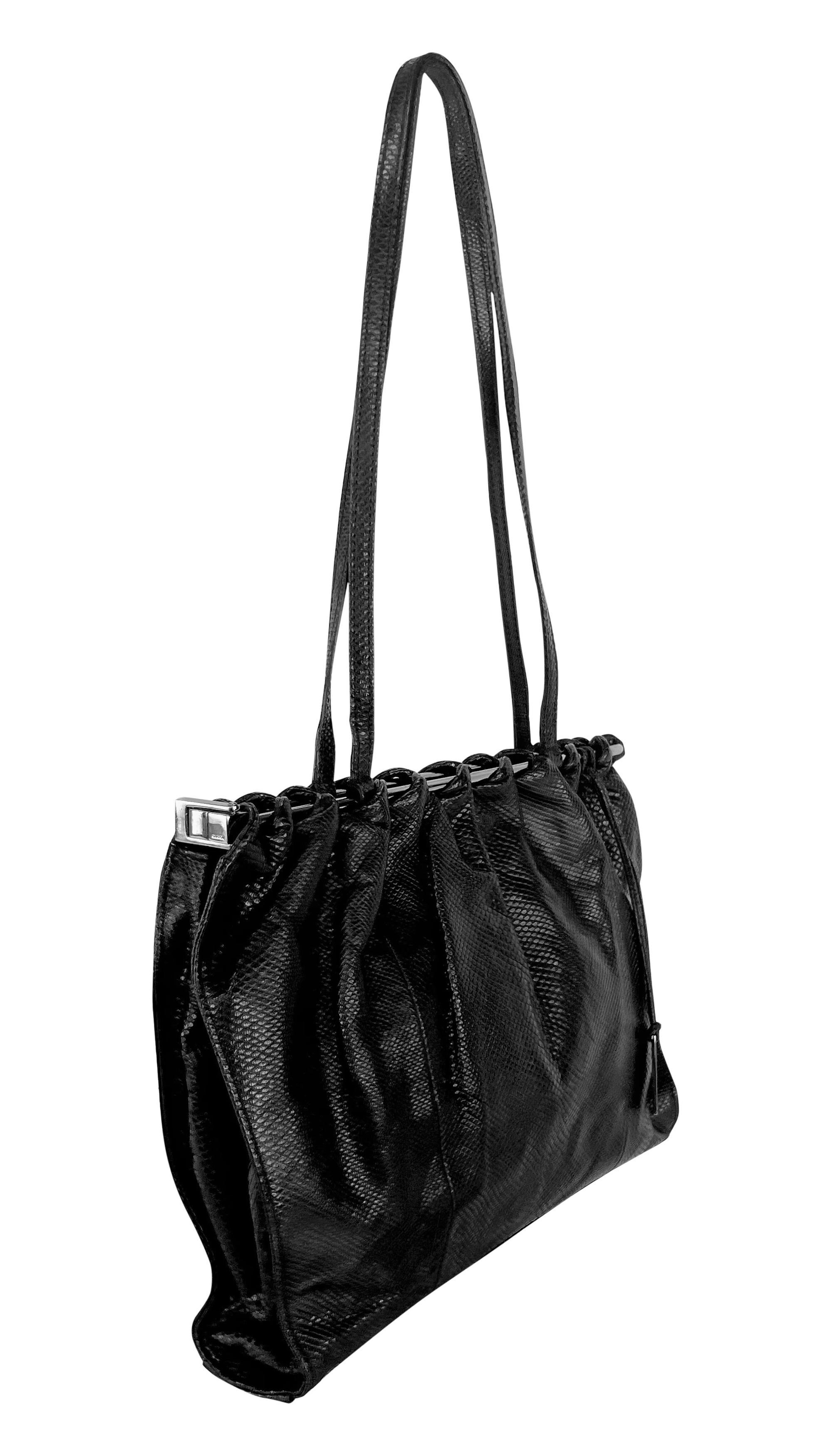F/W 1999 Gucci by Tom Ford Genuine Karung Snakeskin Black Silver Shoulder Bag For Sale 4