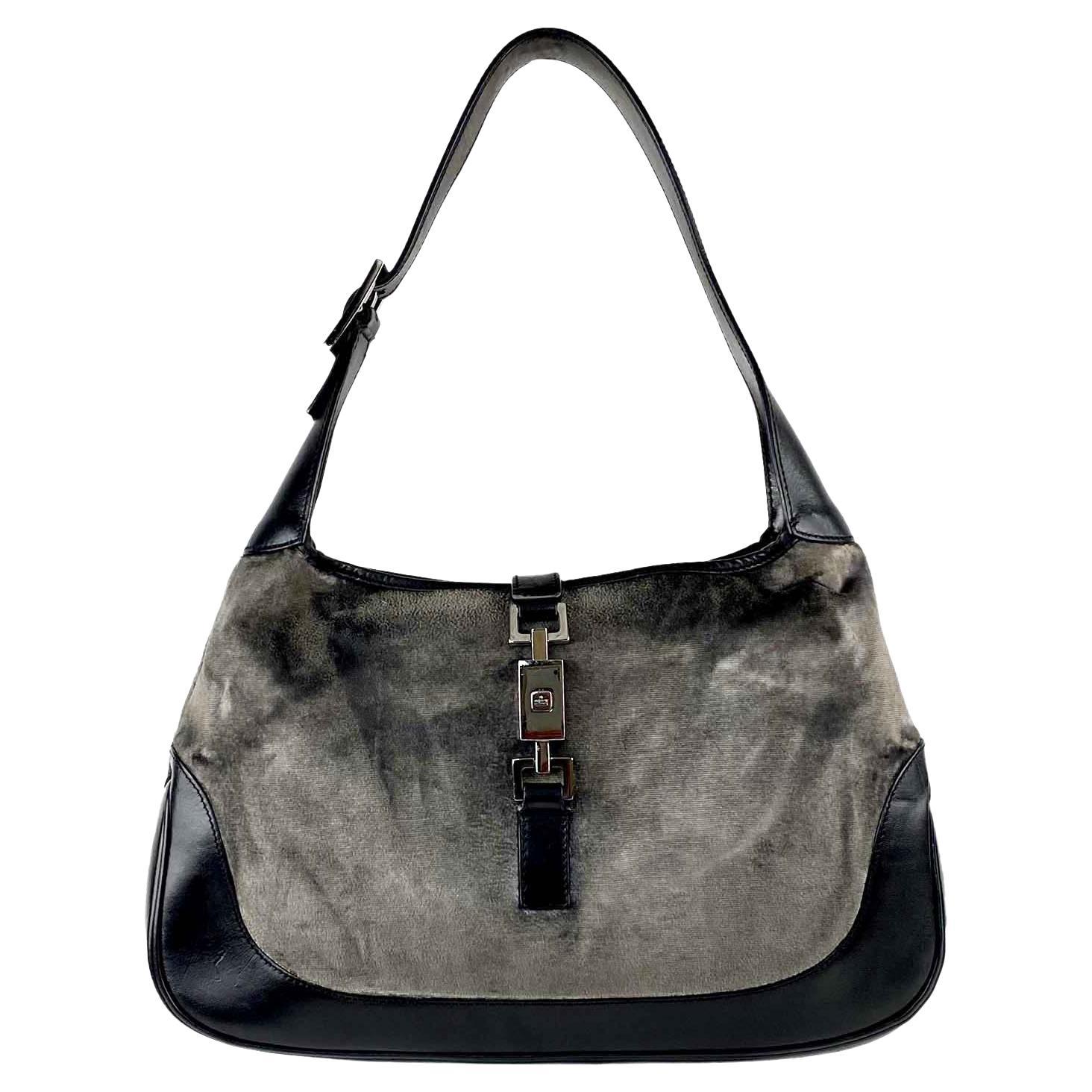 F/W 1999 Gucci by Tom Ford Grey Velvet Jackie Bag For Sale