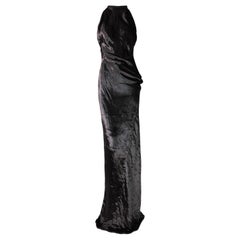 F/W 1999 Gucci by Tom Ford Gunmetal Gray Velvet Long Gown Dress