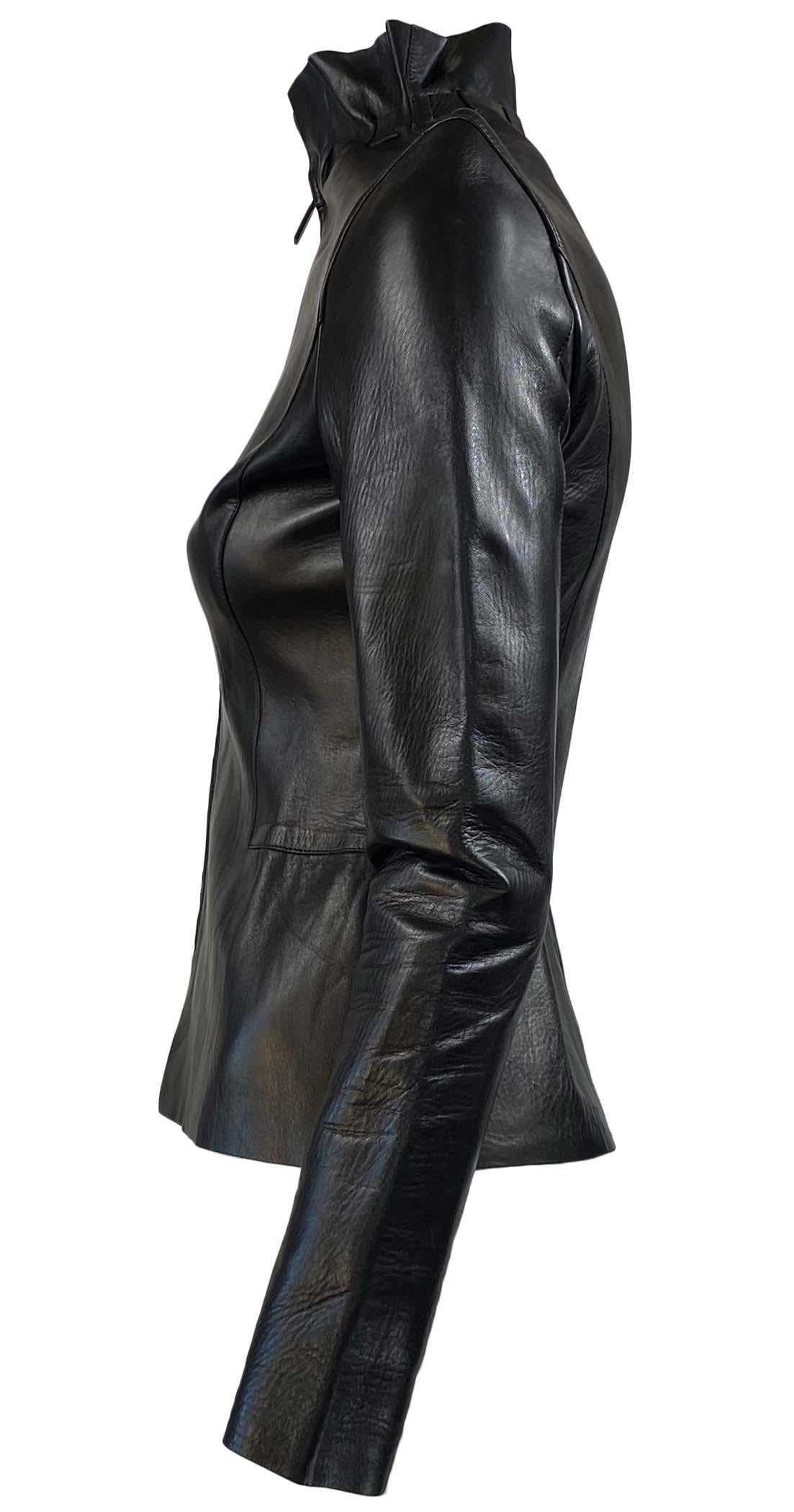 F/W 1999 Gucci by Tom Ford Black Leather Zip Runway Biker Jacket  1