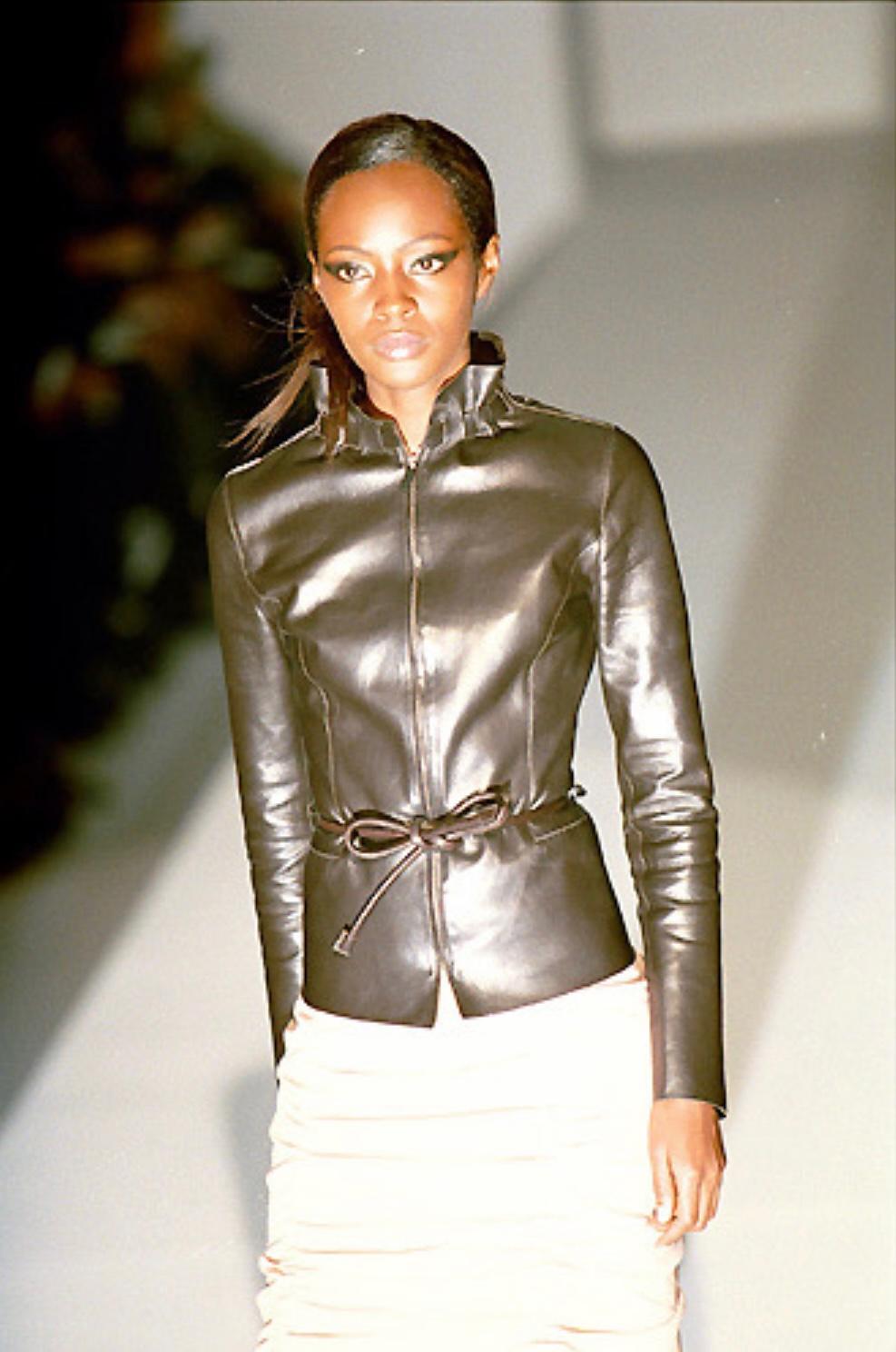 F/W 1999 Gucci by Tom Ford Black Leather Zip Runway Biker Jacket  2