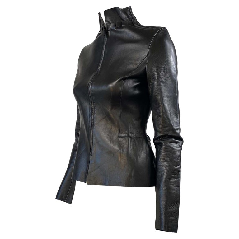 F/W 1999 Gucci by Tom Ford Black Leather Zip Runway Biker Jacket For Sale  at 1stDibs | gucci tom ford leather jacket, f collection leather jacket