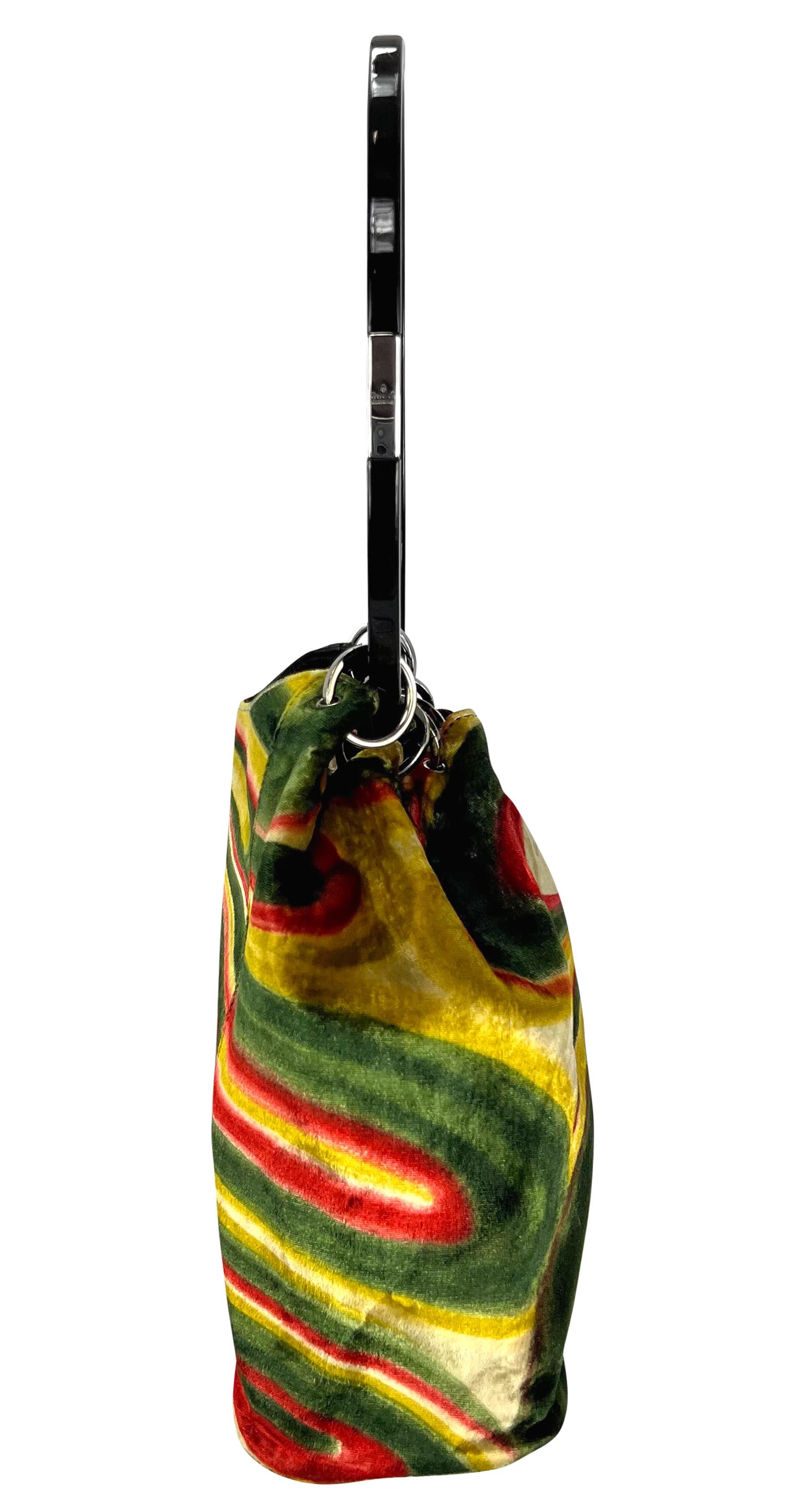 Black F/W 1999 Gucci by Tom Ford Museum Psychedelic Velvet Acrylic Ring Shoulder Bag For Sale