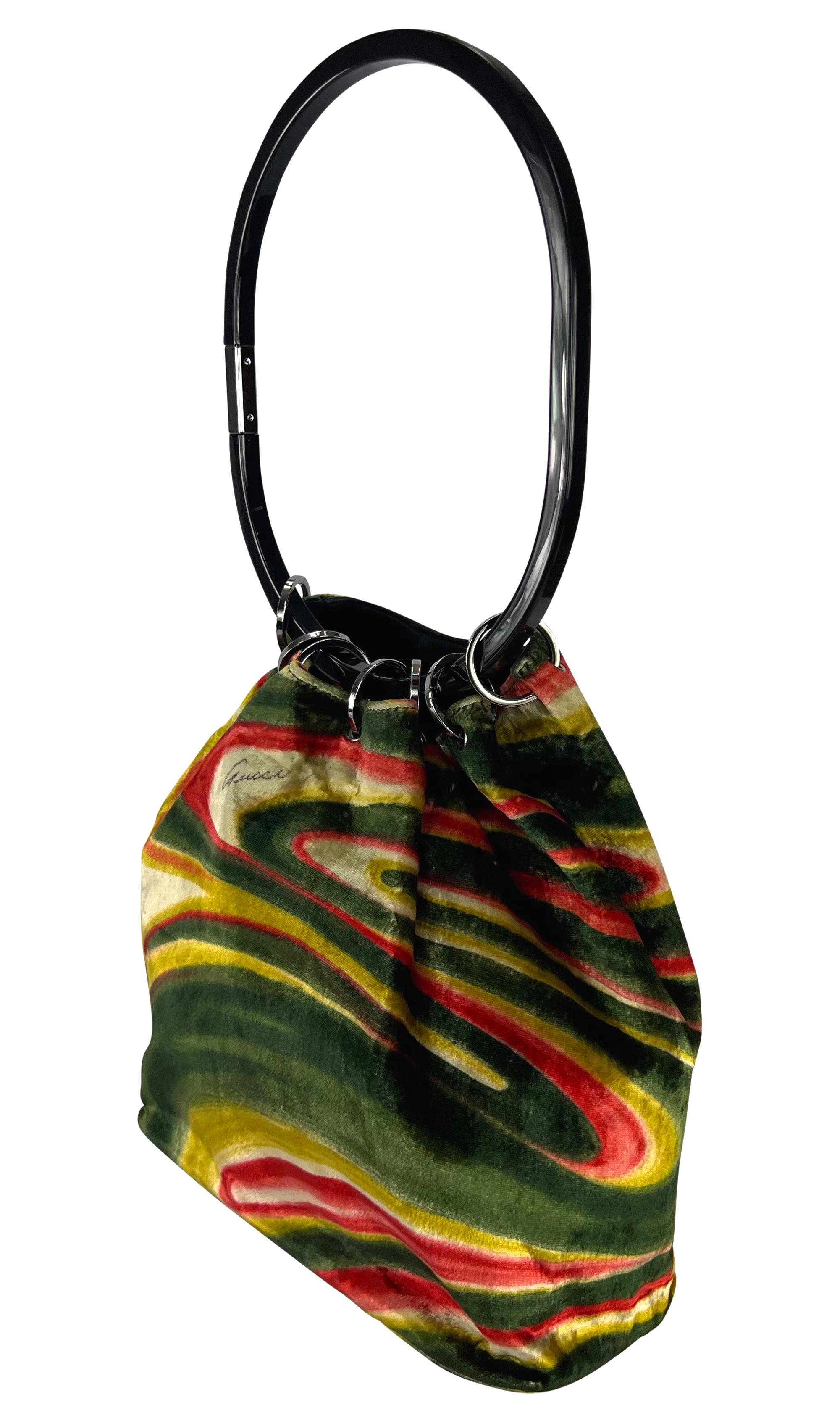 F/W 1999 Gucci by Tom Ford Museum Psychedelic Velvet Acrylic Ring Shoulder Bag For Sale 3
