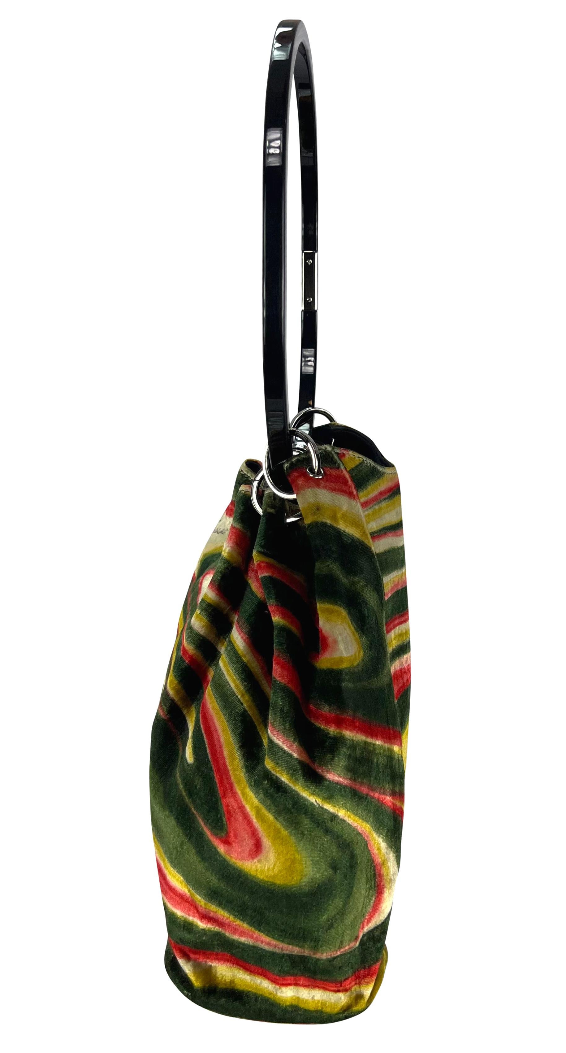 F/W 1999 Gucci by Tom Ford Museum Psychedelic Velvet Acrylic Ring Shoulder Bag For Sale 4