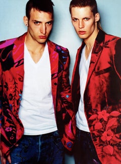 F/W 1999 Gucci by Tom Ford Pink Floral Embroidery Dark Wash Denim Jeans