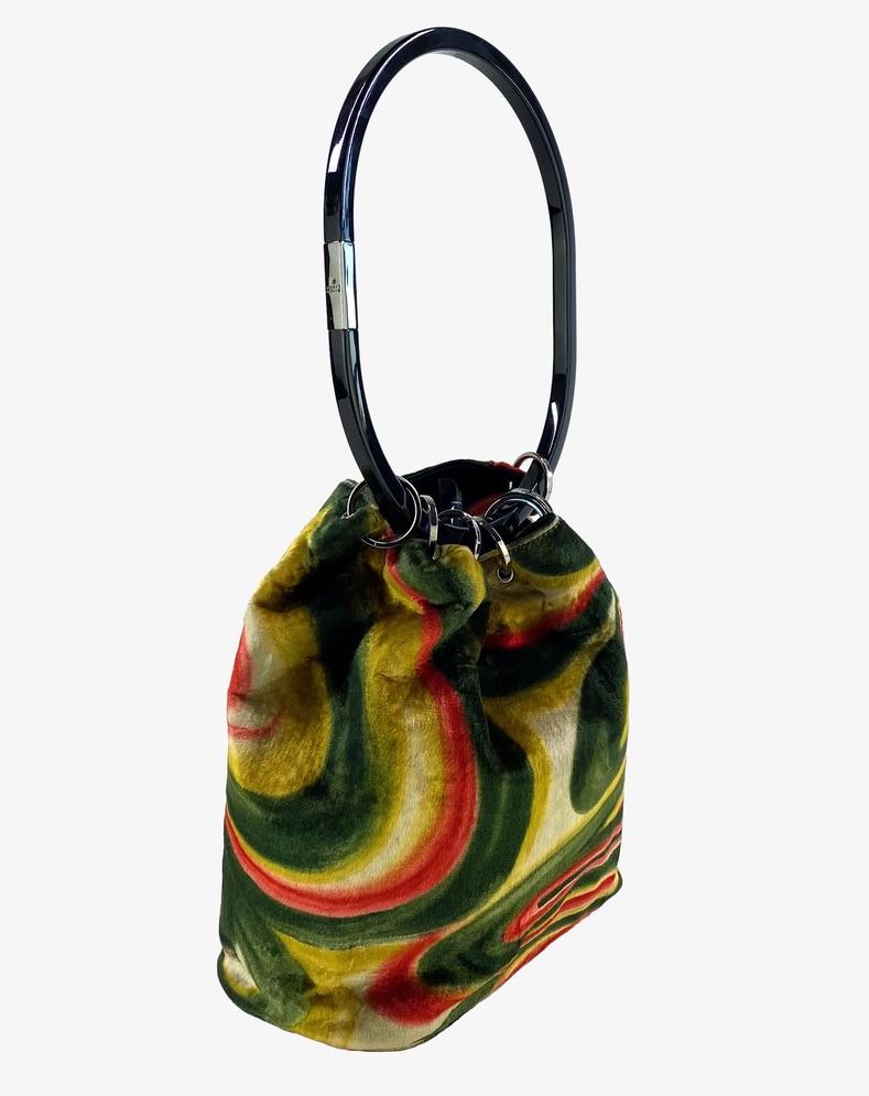 F/W 1999 Gucci by Tom Ford Psychedelic Swirl Velvet Acrylic Ring Hobo Bag  In Excellent Condition In West Hollywood, CA