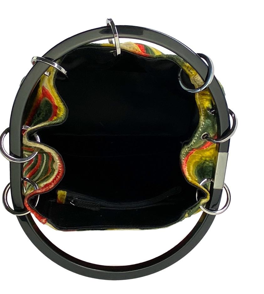 F/W 1999 Gucci by Tom Ford Psychedelic Swirl Velvet Acrylic Ring Hobo Bag  1