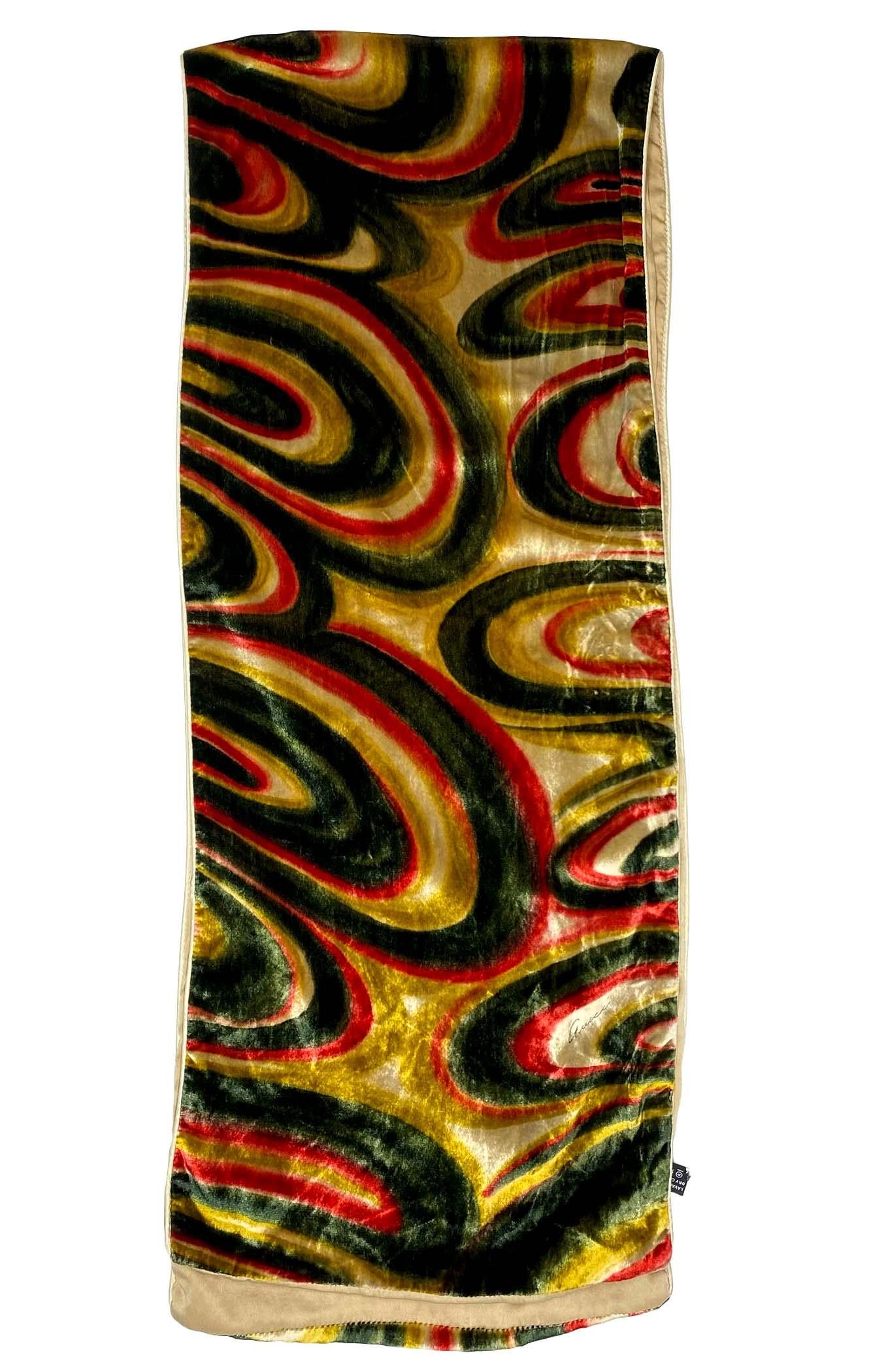 F/W 1999 Gucci by Tom Ford Psychedelic Velvet Swirl Scarf In Excellent Condition In West Hollywood, CA