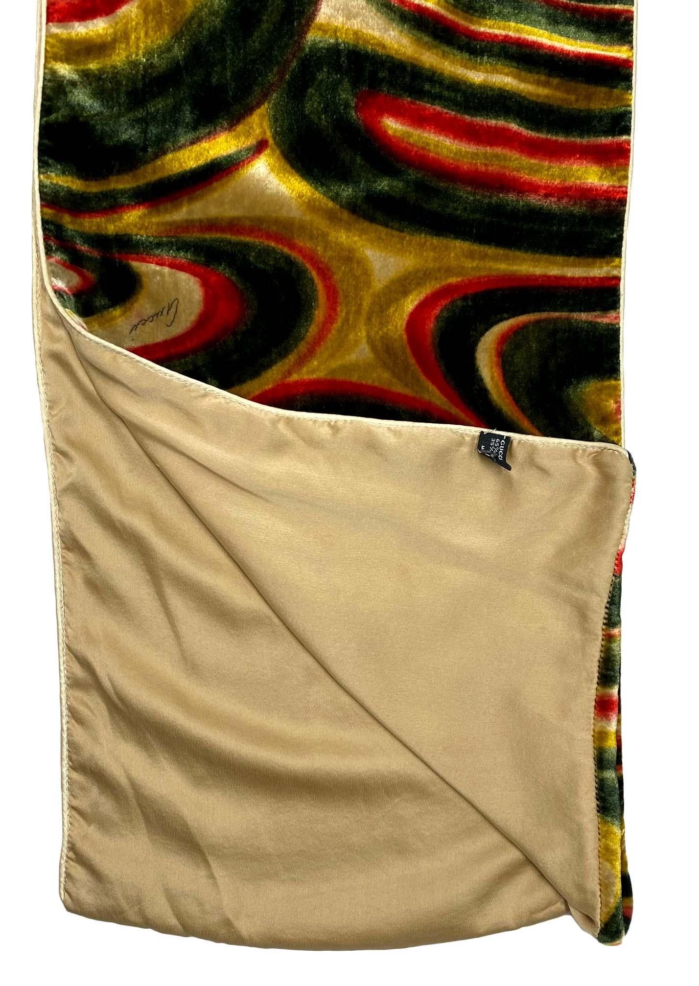 F/W 1999 Gucci by Tom Ford Psychedelic Velvet Swirl Scarf 1