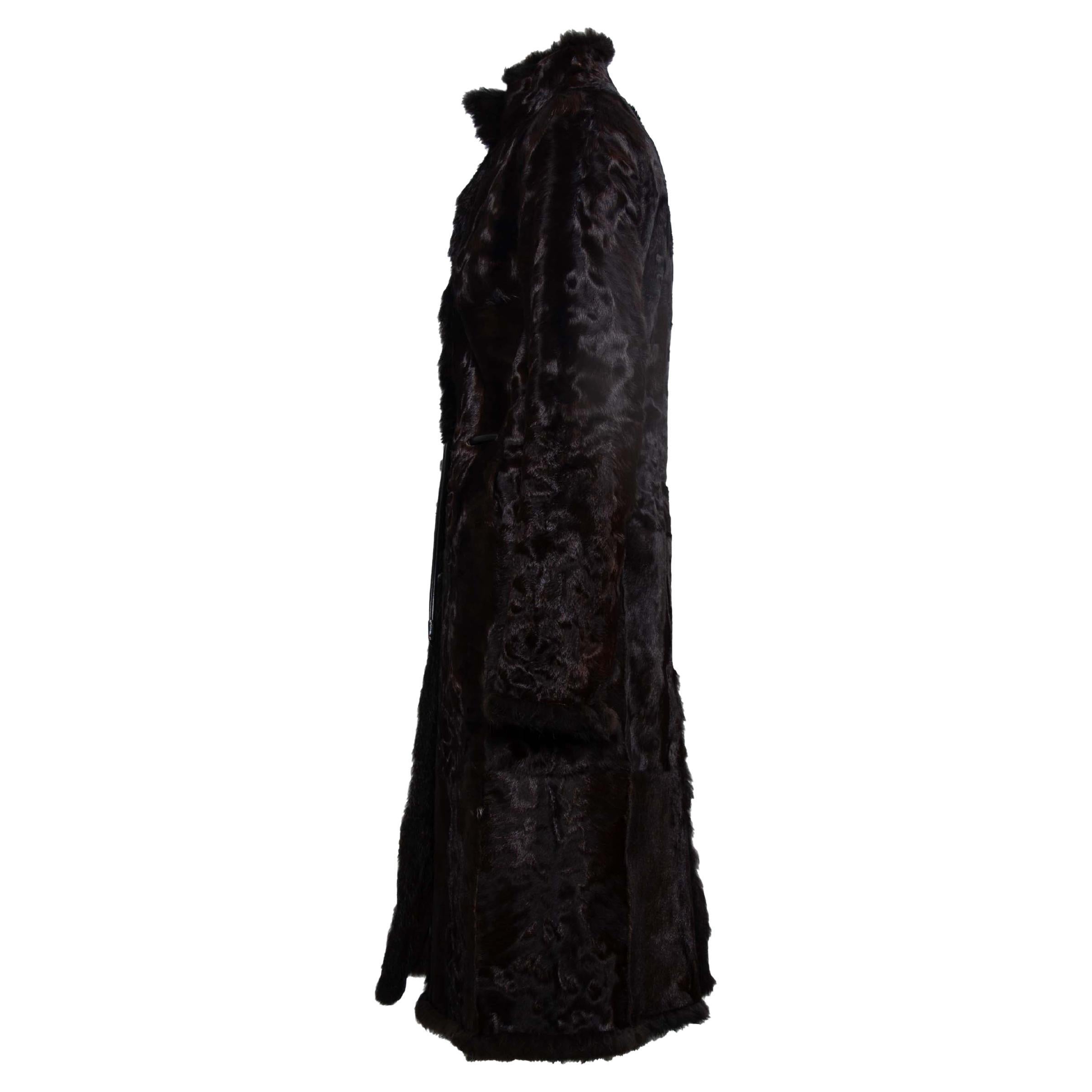 F/W 1999 Gucci for Gucci for Tom Ford Reversible Brown Persian Lamb & Rabbit Fur Coat (Schwarz) im Angebot