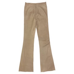 F/W 1999 Gucci by Tom Ford Runway Ad Beige Pintuck Leather Flared Pants