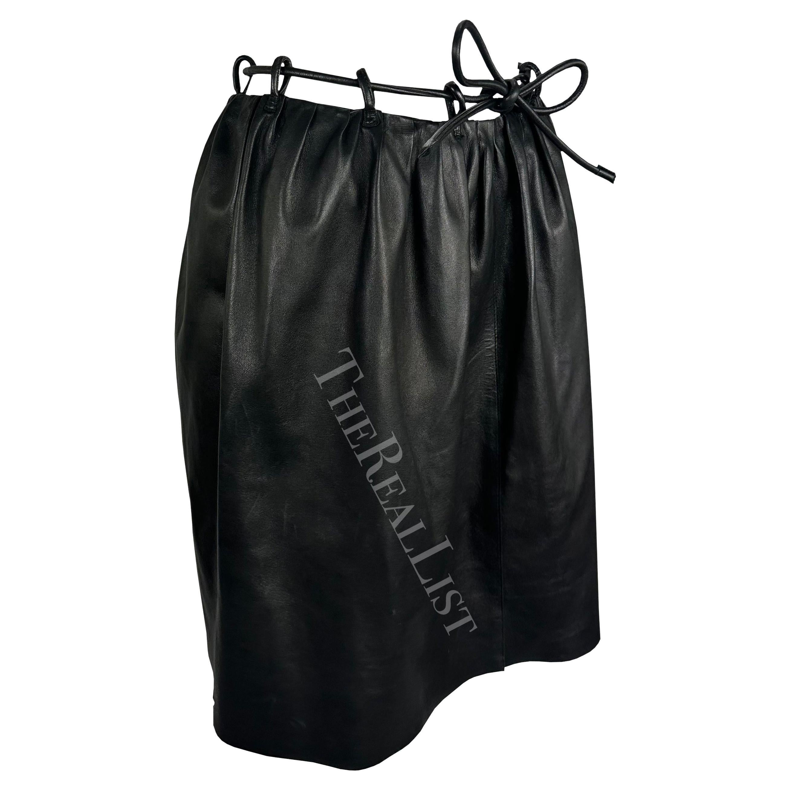 F/W 1999 Gucci by Tom Ford Runway Black Leather Cord Belted Skirt For Sale 4