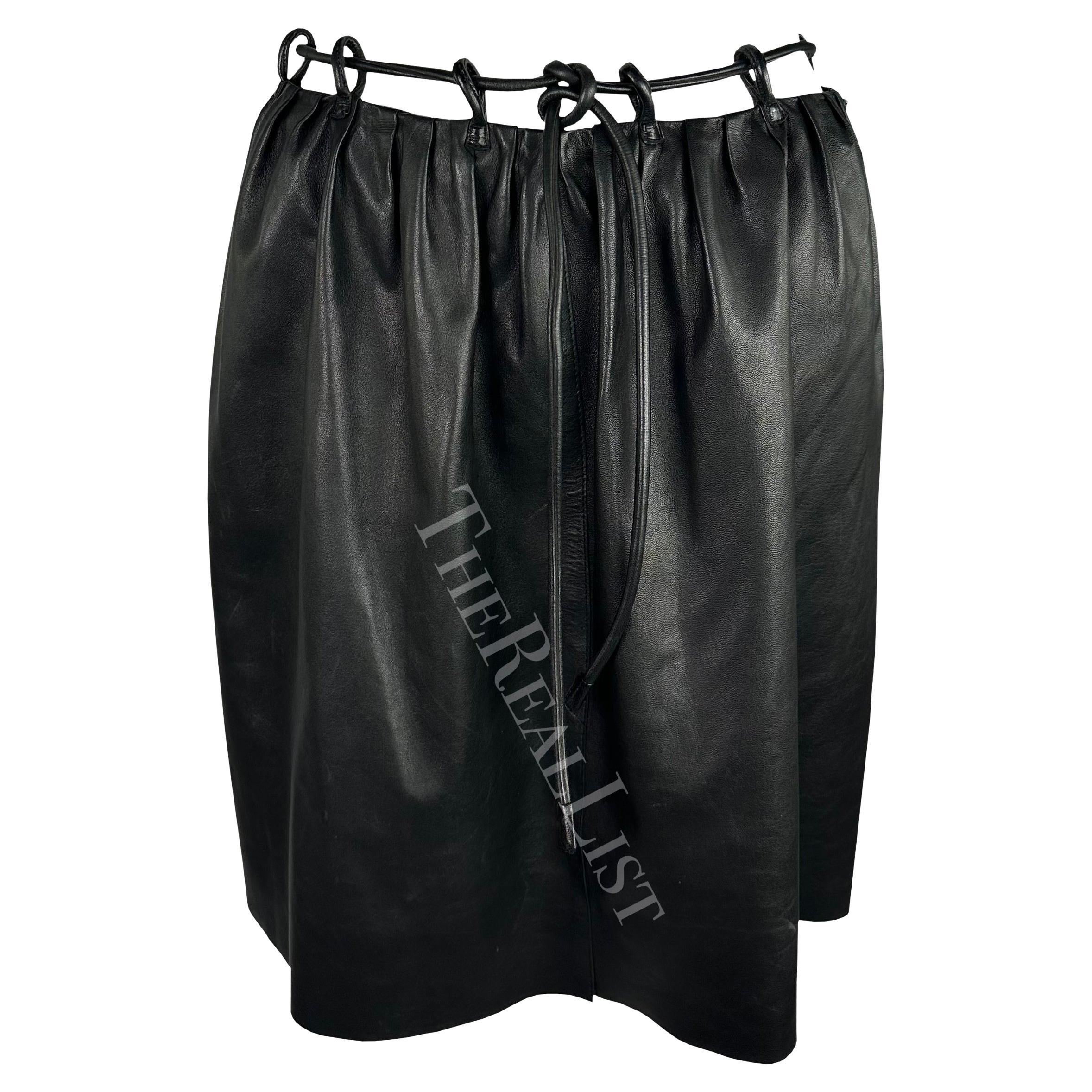 F/W 1999 Gucci by Tom Ford Runway Black Leather Cord Belted Skirt For Sale 5