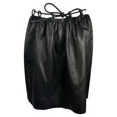 F/W 1999 Gucci by Tom Ford Runway Black Leather Cord Belted Skirt