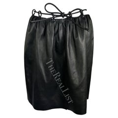F/W 1999 Gucci by Tom Ford Runway Black Leather Cord Belted Skirt