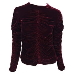 F/W 1999 Gucci by Tom Ford Runway Burgundy Ruched Velvet Blouse