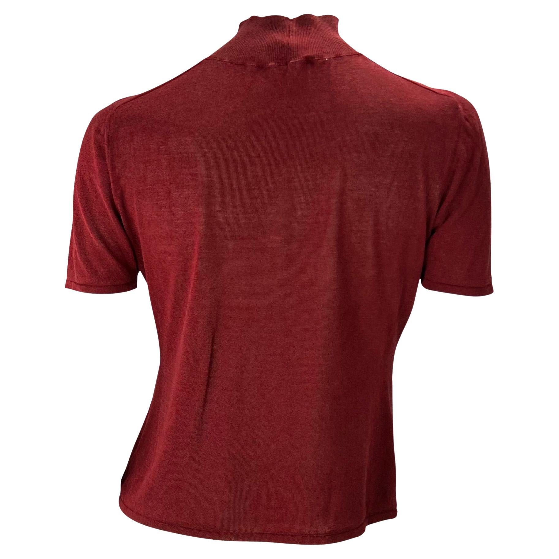 A/I 1999 Gucci by Tom Ford: Top a collo alto con spilla G in passerella Marrone In condizioni buone in vendita a West Hollywood, CA