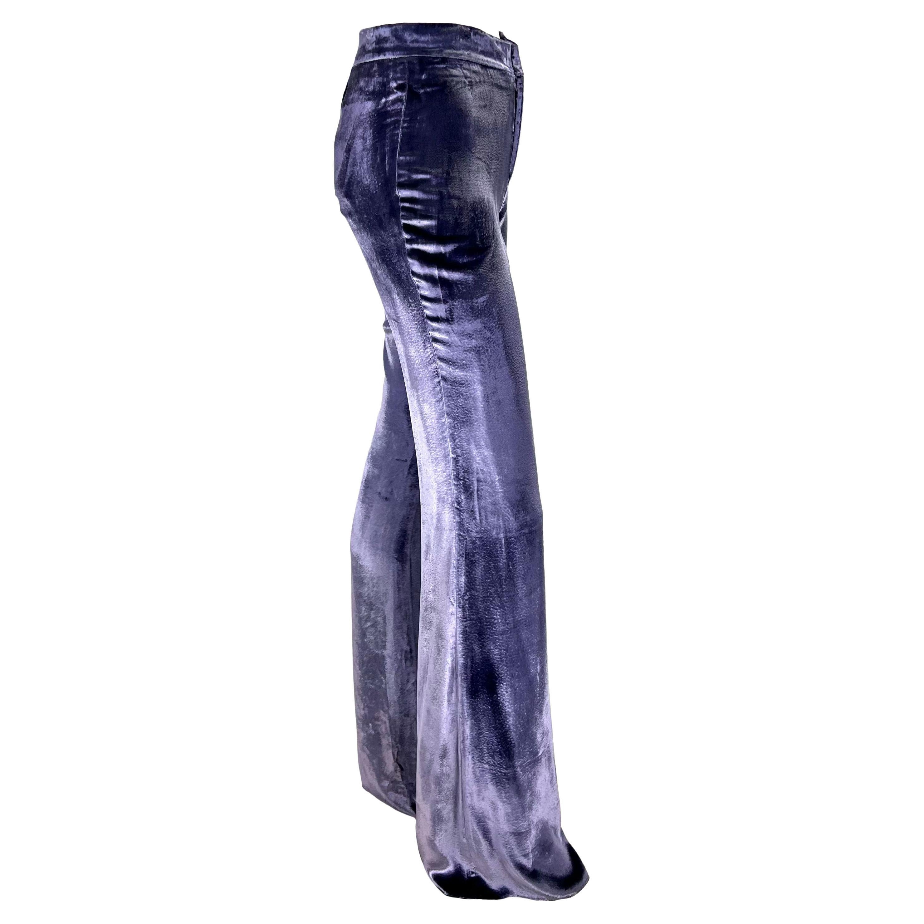 Purple NWT F/W 1999 Gucci by Tom Ford Runway Lavender Velvet Flare Pants For Sale