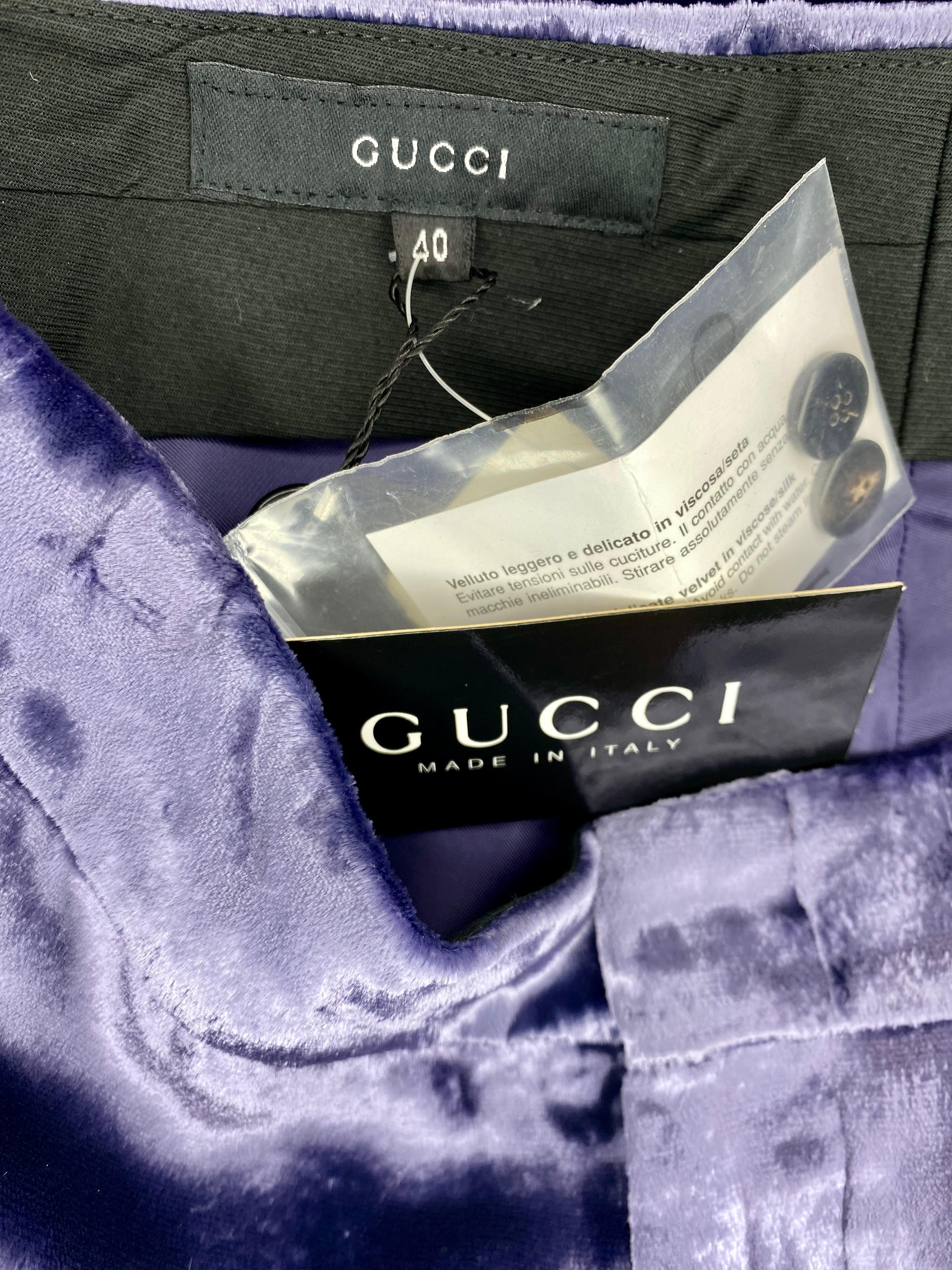 NWT F/W 1999 Gucci by Tom Ford Runway Lavender Velvet Flare Pants In New Condition For Sale In West Hollywood, CA