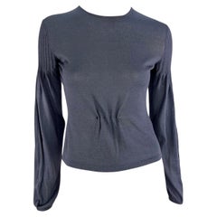 F/W 1999 Gucci by Tom Ford Runway Logo Pin Sheer Blue Silk Knit Top
