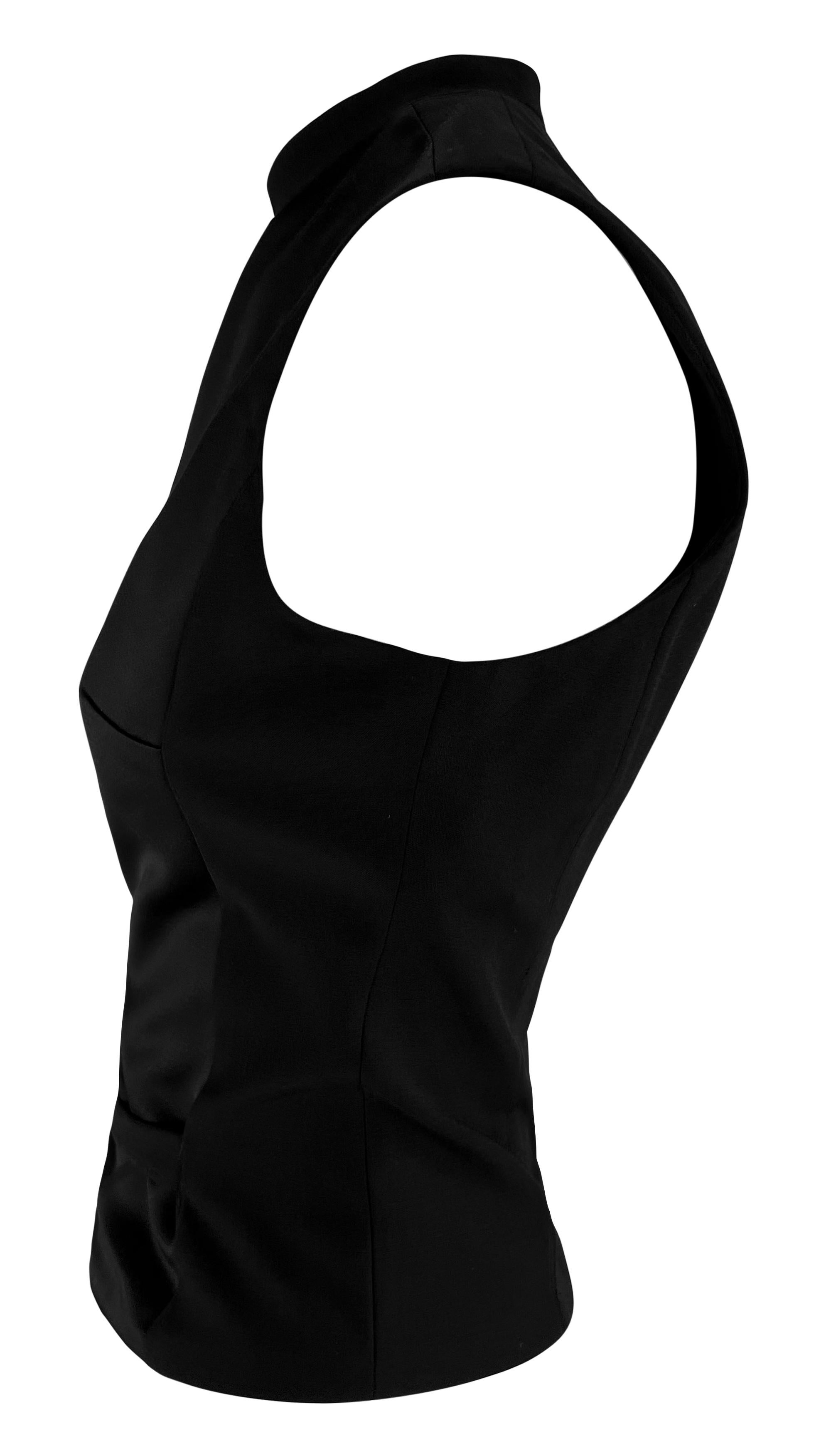 Black F/W 1999 Gucci by Tom Ford Satin Panel Buckle Front Sleeveless Top Sweater Vest For Sale