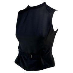 F/W 1999 Gucci by Tom Ford Satin Panel Buckle Front Sleeveless Top Sweater Vest
