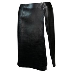 F/W 1999 Gucci Tom Ford Black Leather High Zipper Slit Pencil Skirt