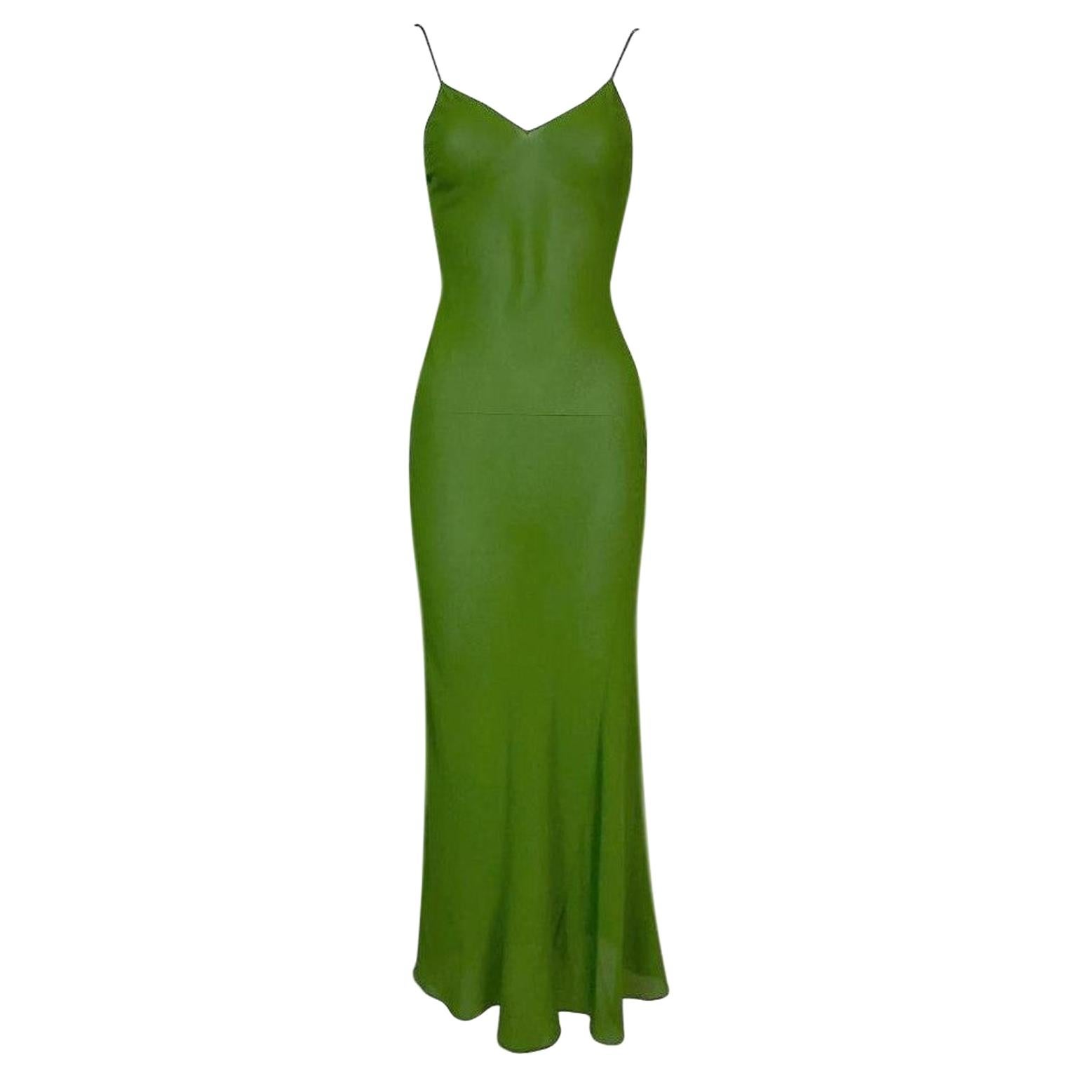 green maxi slip dress