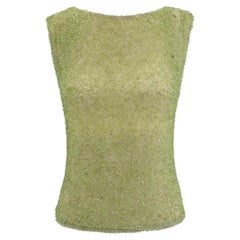 F/W 1999 Loewe Runway Green Genuine Peridot Beaded Beige Sleeveless Top